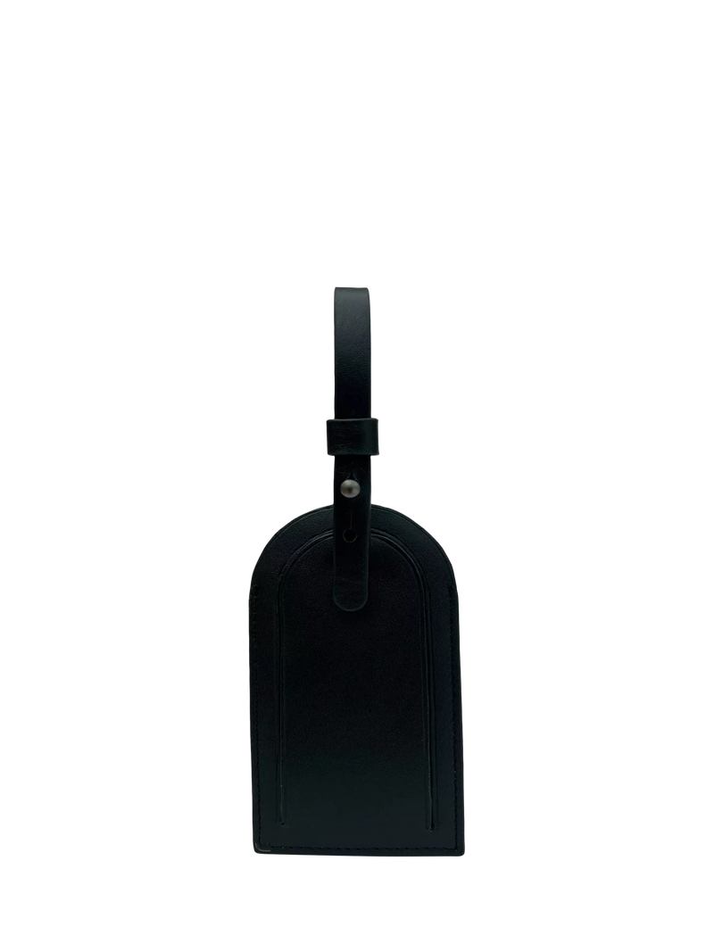 Apatchy leather luggage tag and loop keyring set black - British product