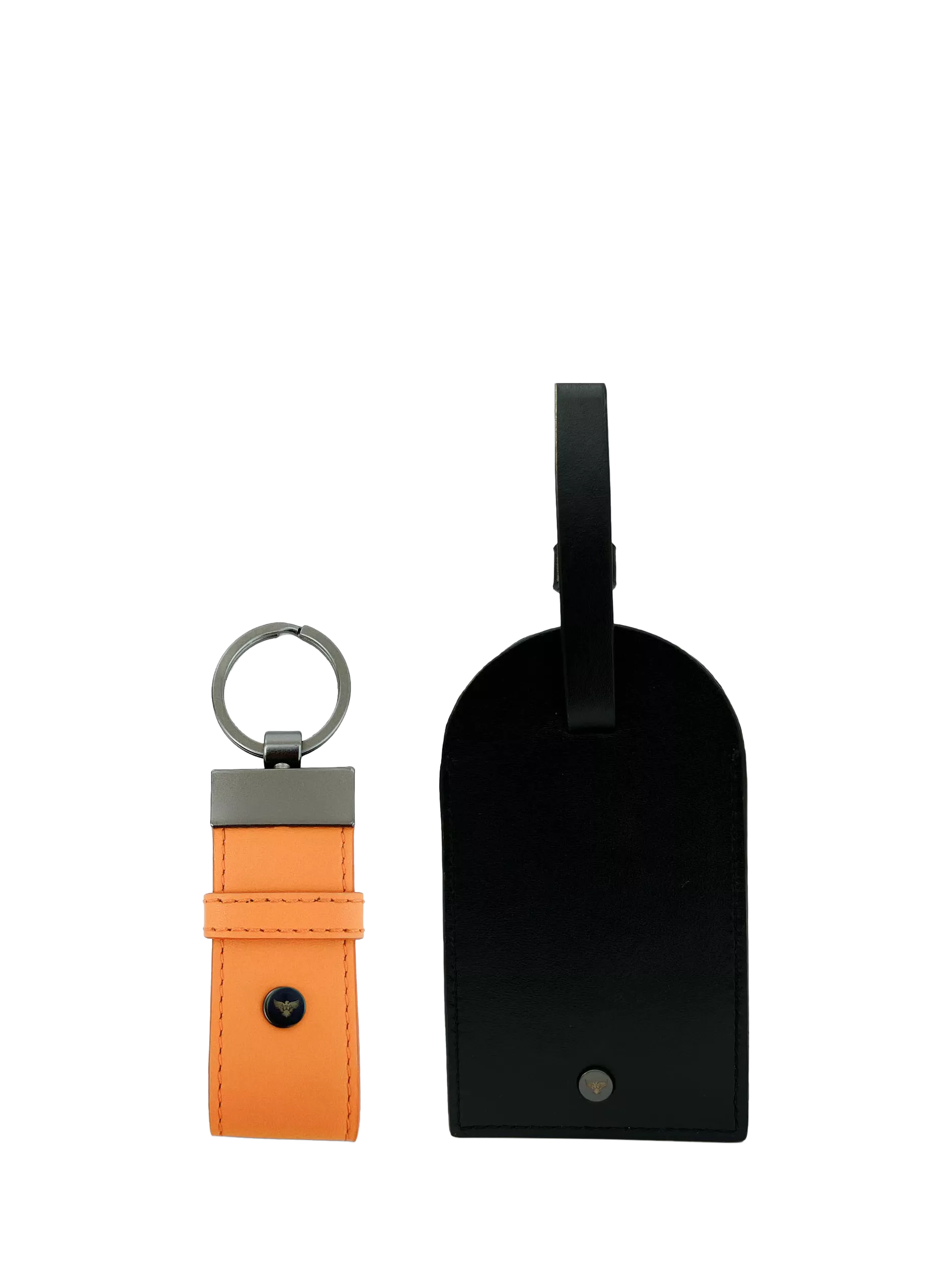 Apatchy London leather luggage tag keyring black orange, UK version