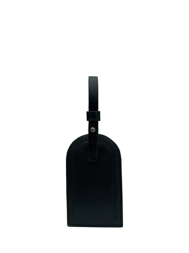 Apatchy London leather luggage tag keyring black orange, UK version