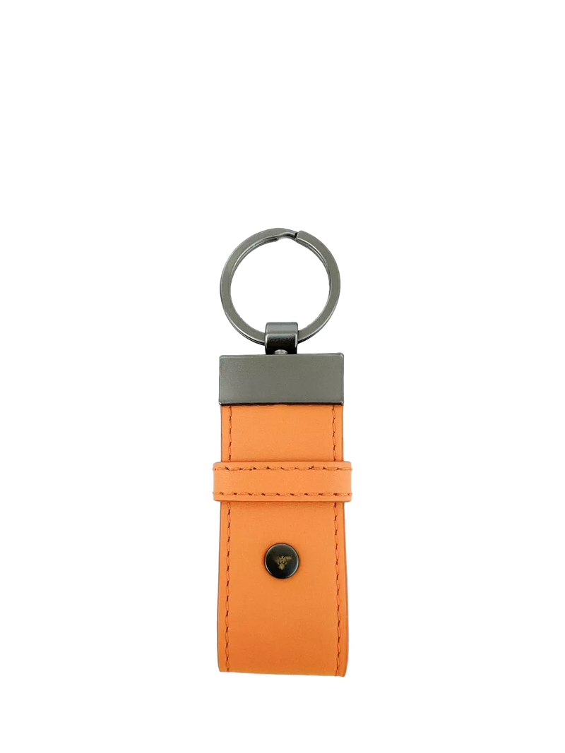 Apatchy London leather luggage tag keyring black orange, UK version