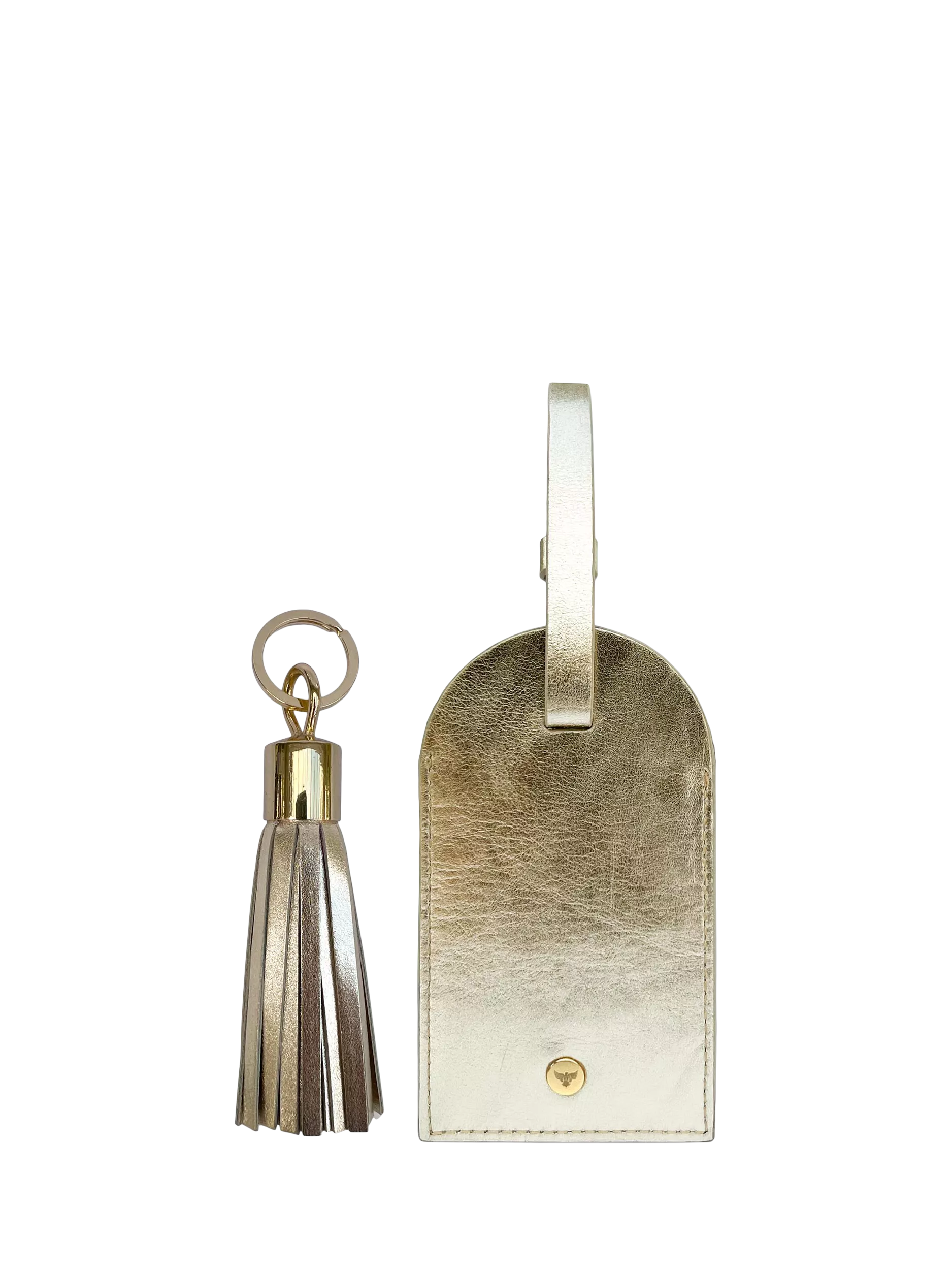 Apatchy London leather luggage tag and tassel gift set gold (British brand)