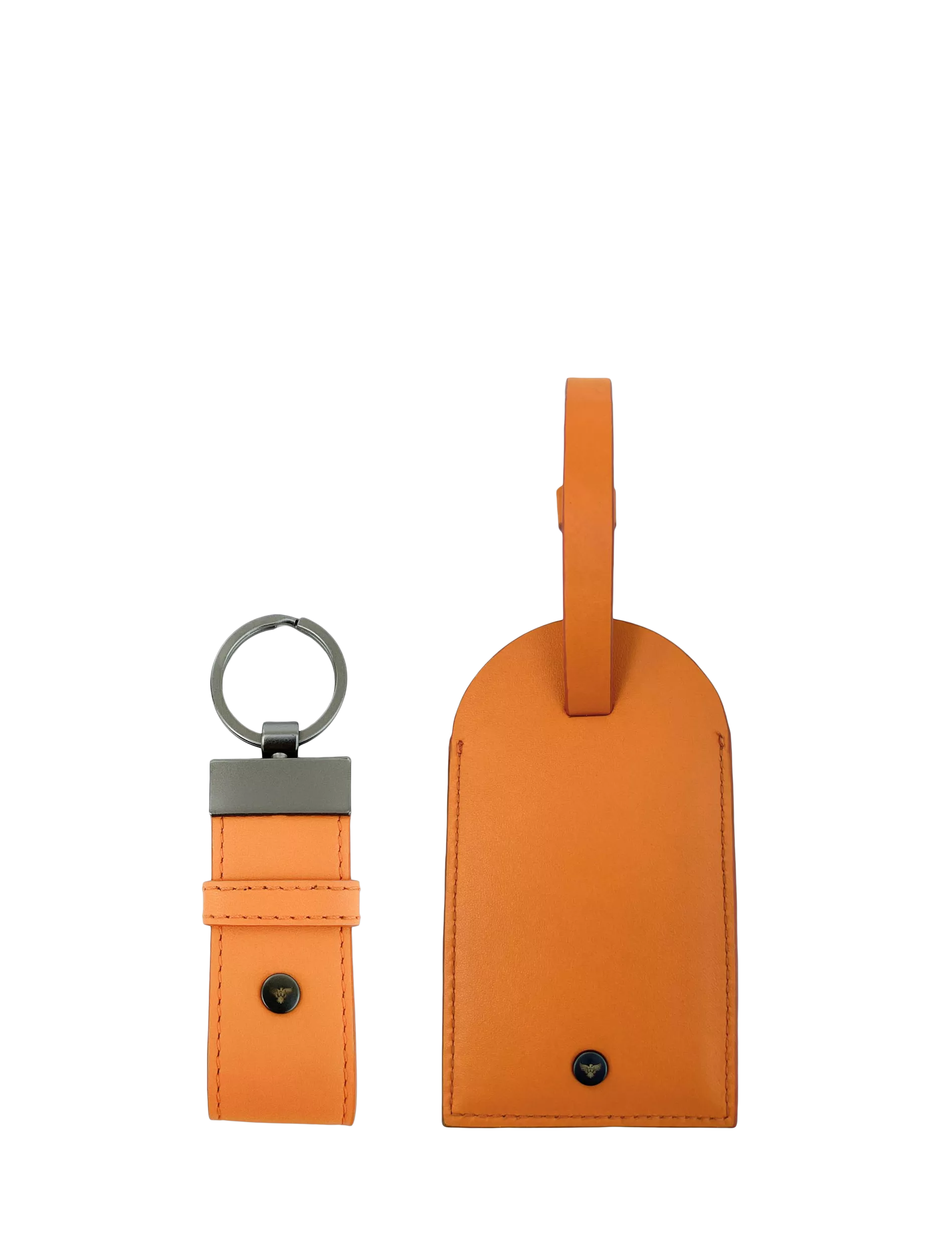 Apatchy London leather luggage tag and keyring gift set in orange, imported from the UK