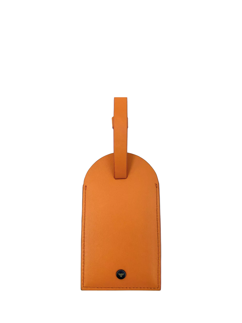 Apatchy London leather luggage tag and keyring gift set in orange, imported from the UK