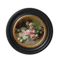 Brookpace Lascelles framed print Roses & Daisies round porthole 43cm - British product