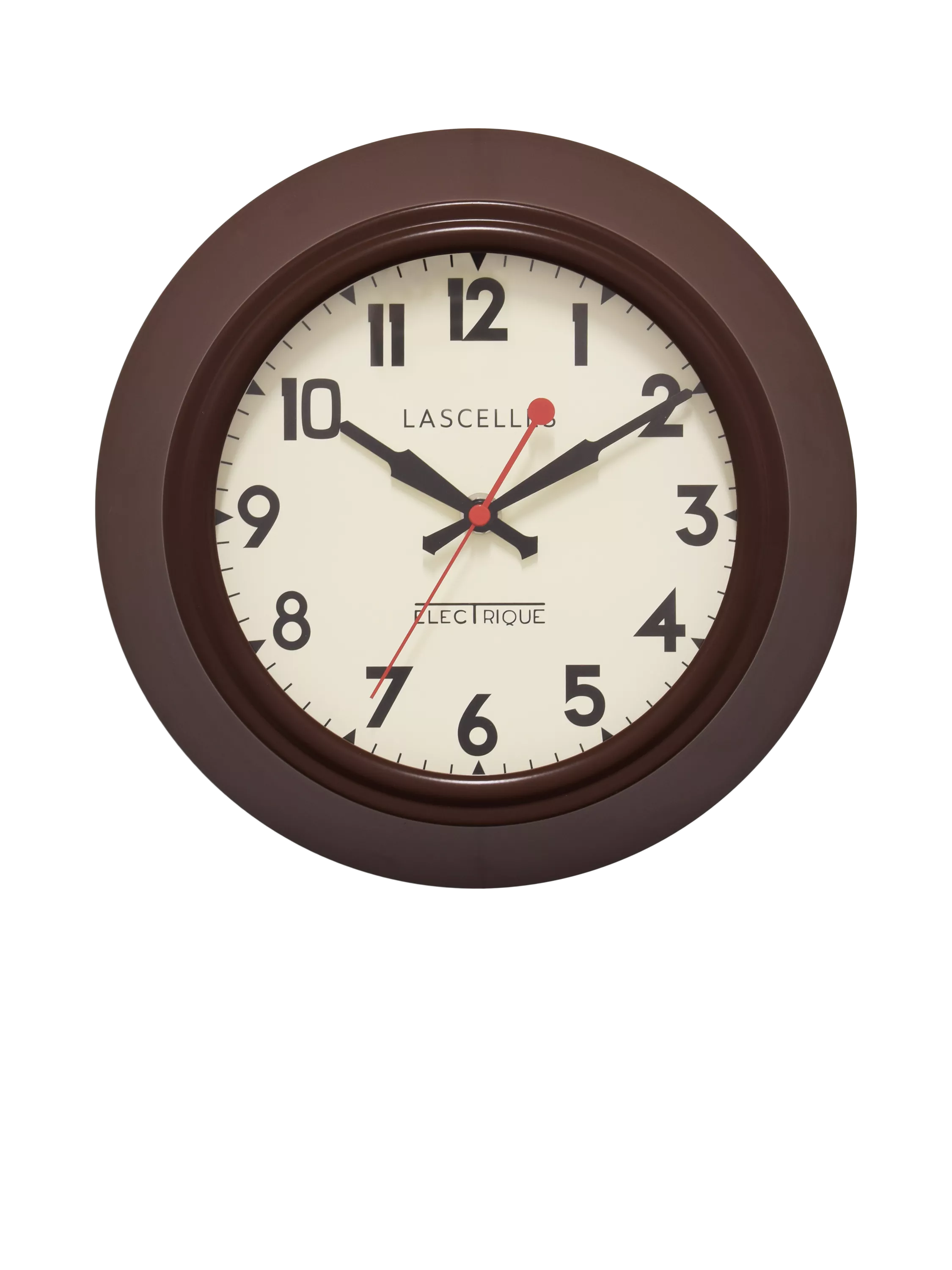 Lascelles brown metal wall clock 25cm, imported from the UK