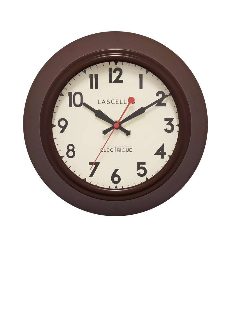 Lascelles brown metal wall clock 25cm, imported from the UK
