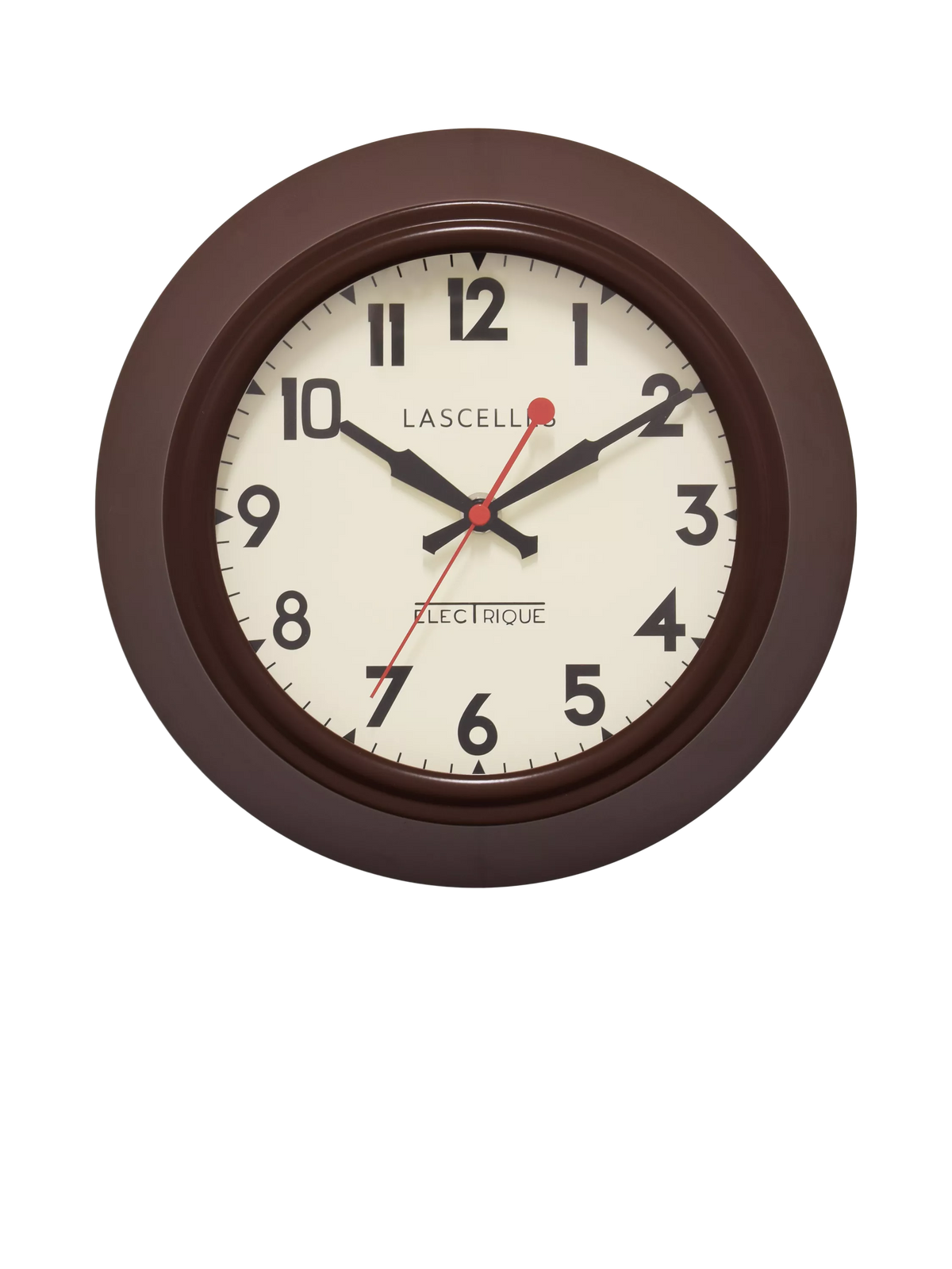 Lascelles brown metal wall clock 25cm, imported from the UK