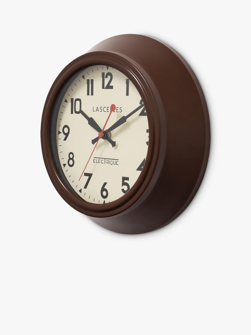 Lascelles brown metal wall clock 25cm, imported from the UK