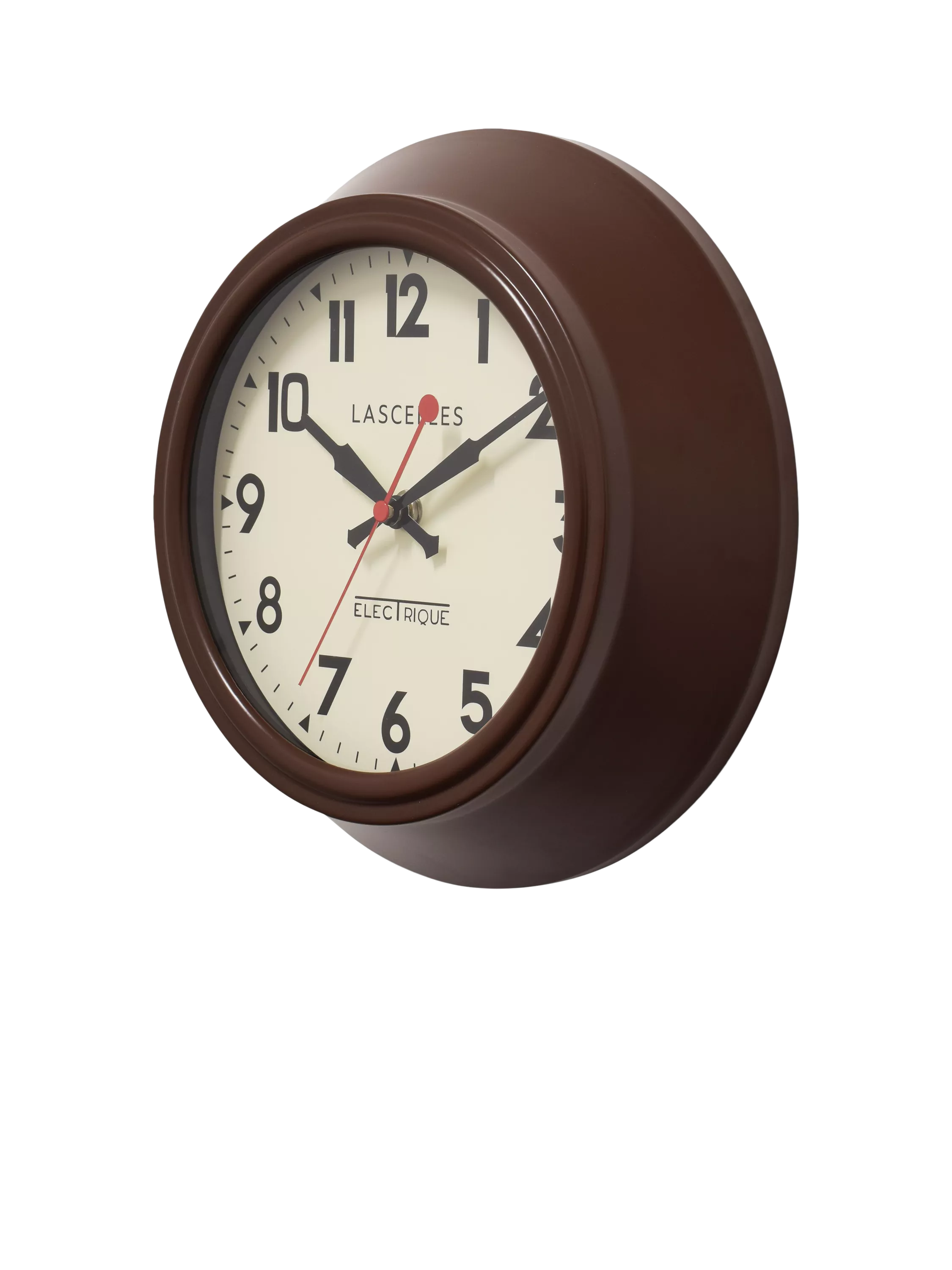 Lascelles brown metal wall clock 25cm, imported from the UK