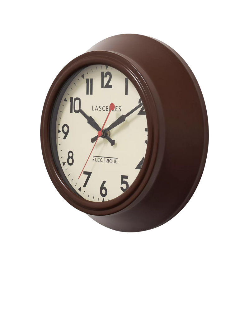 Lascelles brown metal wall clock 25cm, imported from the UK
