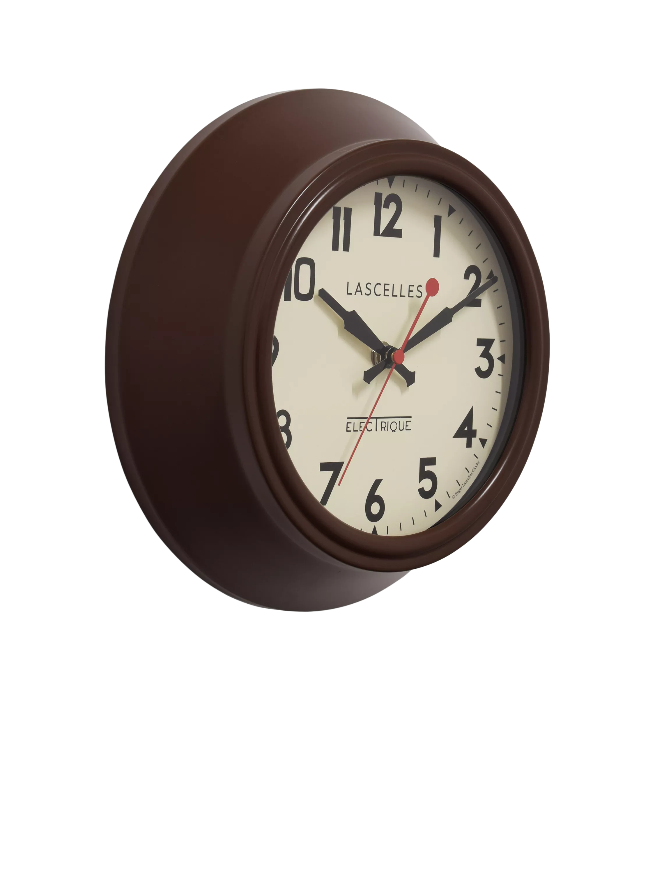 Lascelles brown metal wall clock 25cm, imported from the UK