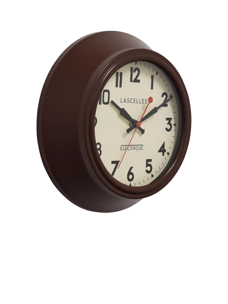 Lascelles brown metal wall clock 25cm, imported from the UK