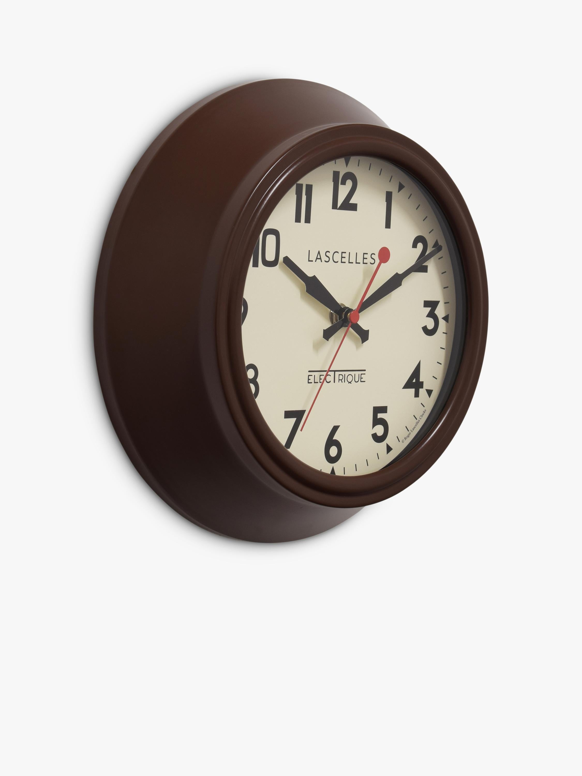 Lascelles brown metal wall clock 25cm, imported from the UK