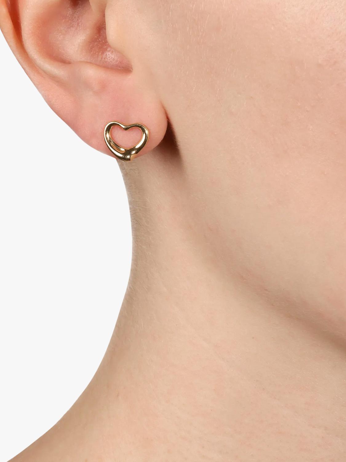 Pre-loved Tiffany Elsa Peretti open heart earrings 18ct yellow gold (British brand)