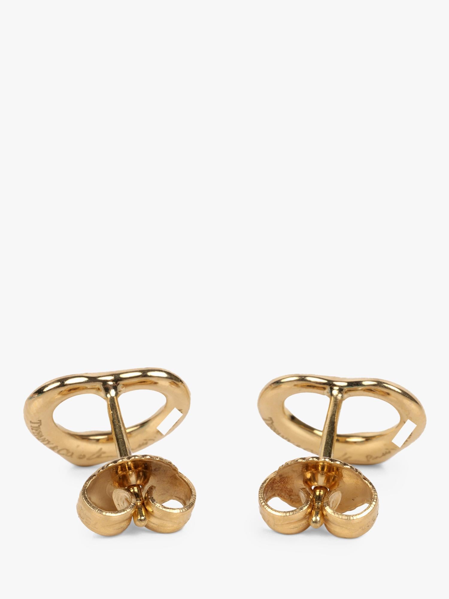Pre-loved Tiffany Elsa Peretti open heart earrings 18ct yellow gold (British brand)