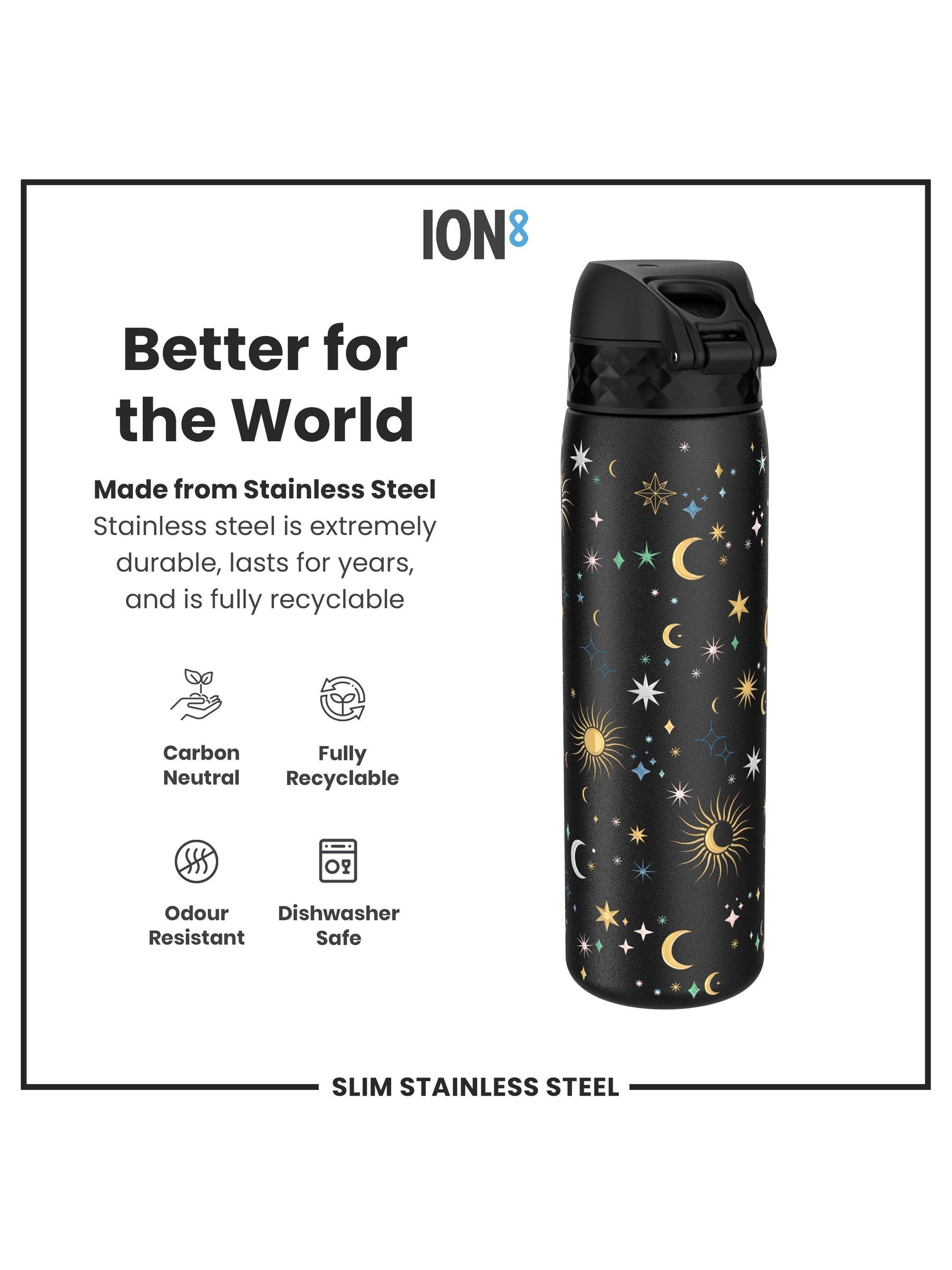 Ion8 Celestial stainless steel drinks bottle 600ml black multi (British brand)