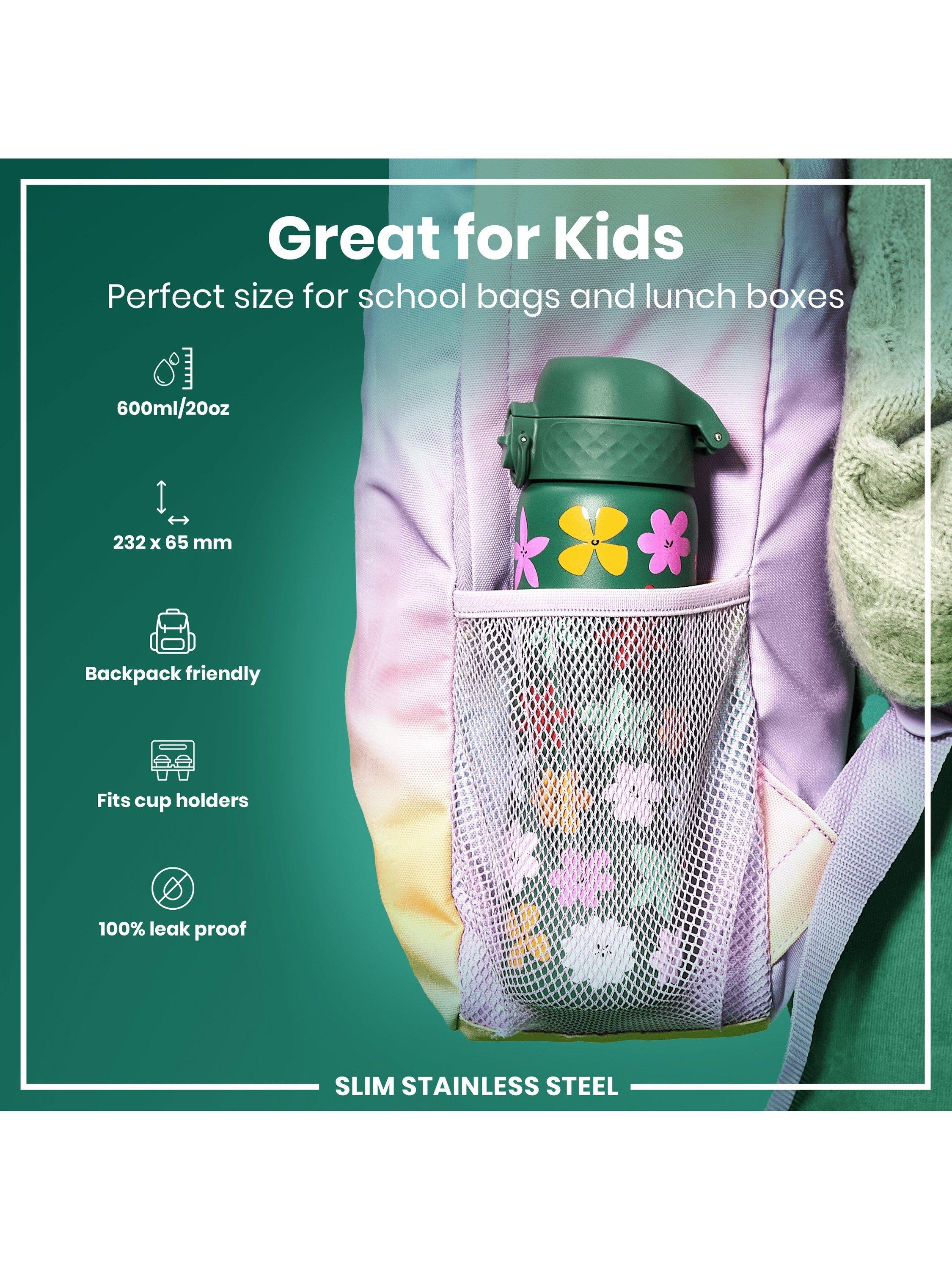 Ion8 floral stainless steel drinks bottle 600ml, imported from the UK