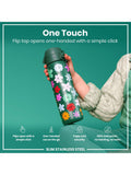 Ion8 floral stainless steel drinks bottle 600ml, imported from the UK