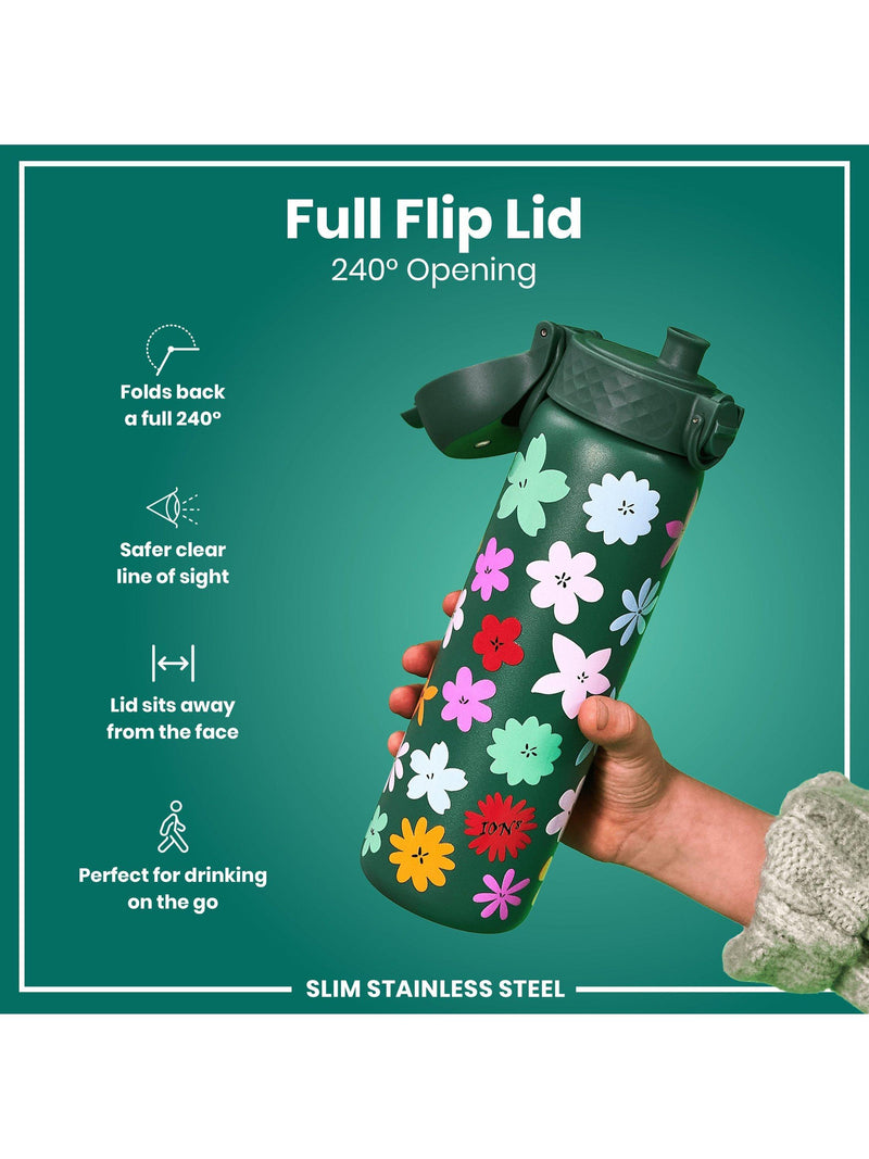 Ion8 floral stainless steel drinks bottle 600ml, imported from the UK
