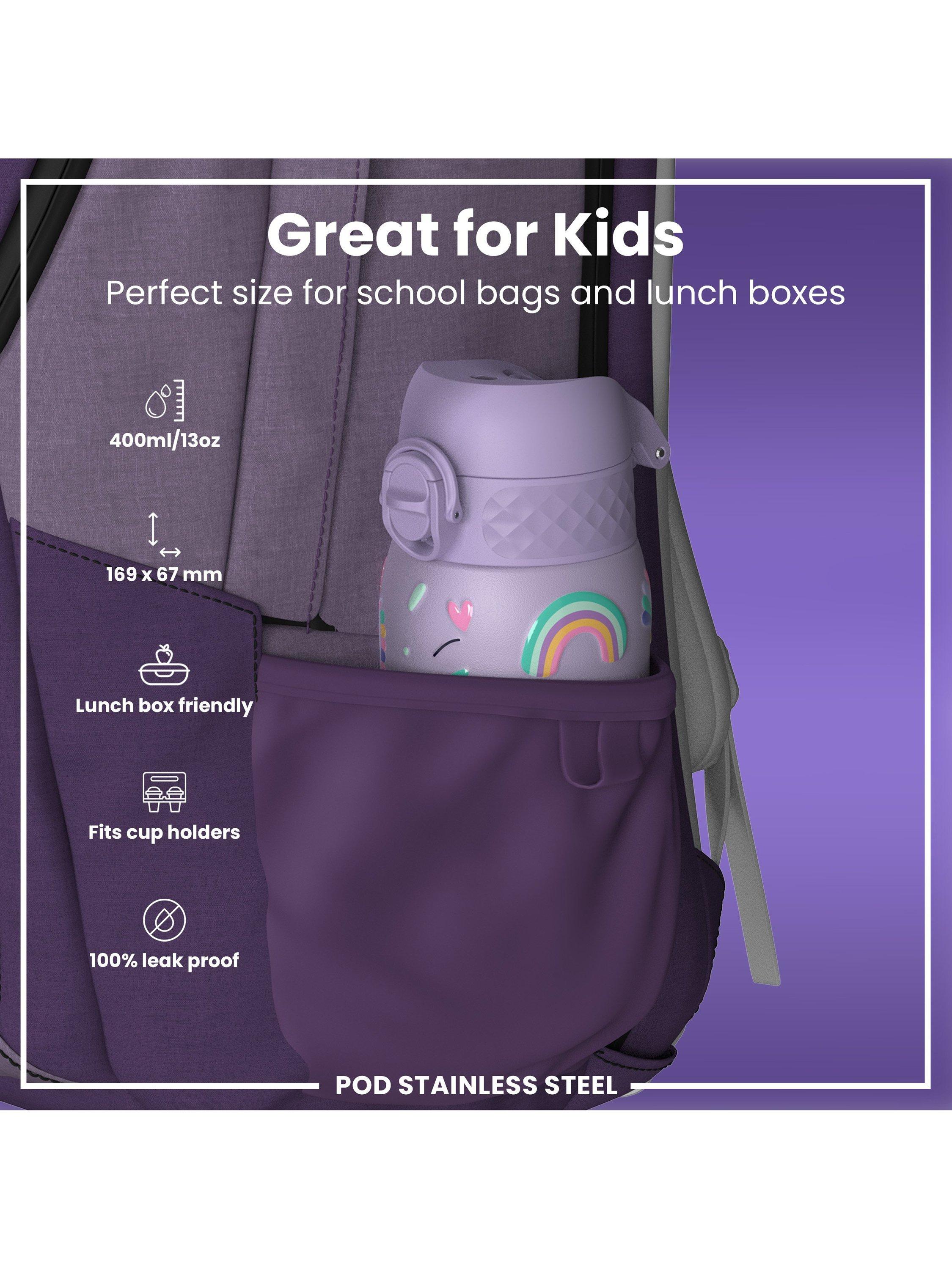 Ion8 kids stainless steel leak-proof drinks bottle Unicorn 400ml, UK version