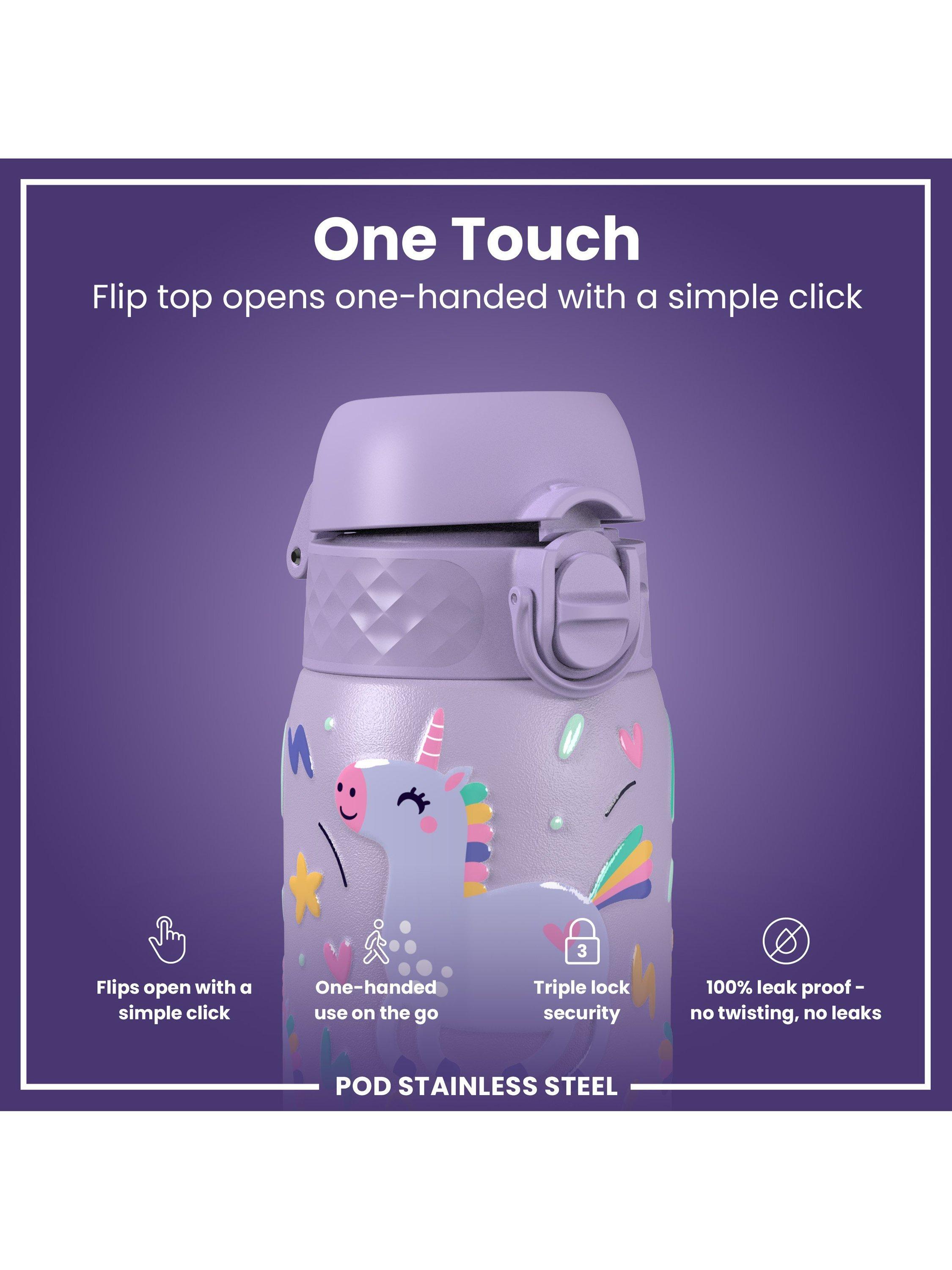 Ion8 kids stainless steel leak-proof drinks bottle Unicorn 400ml, UK version