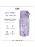 Ion8 kids stainless steel leak-proof drinks bottle Unicorn 400ml, UK version
