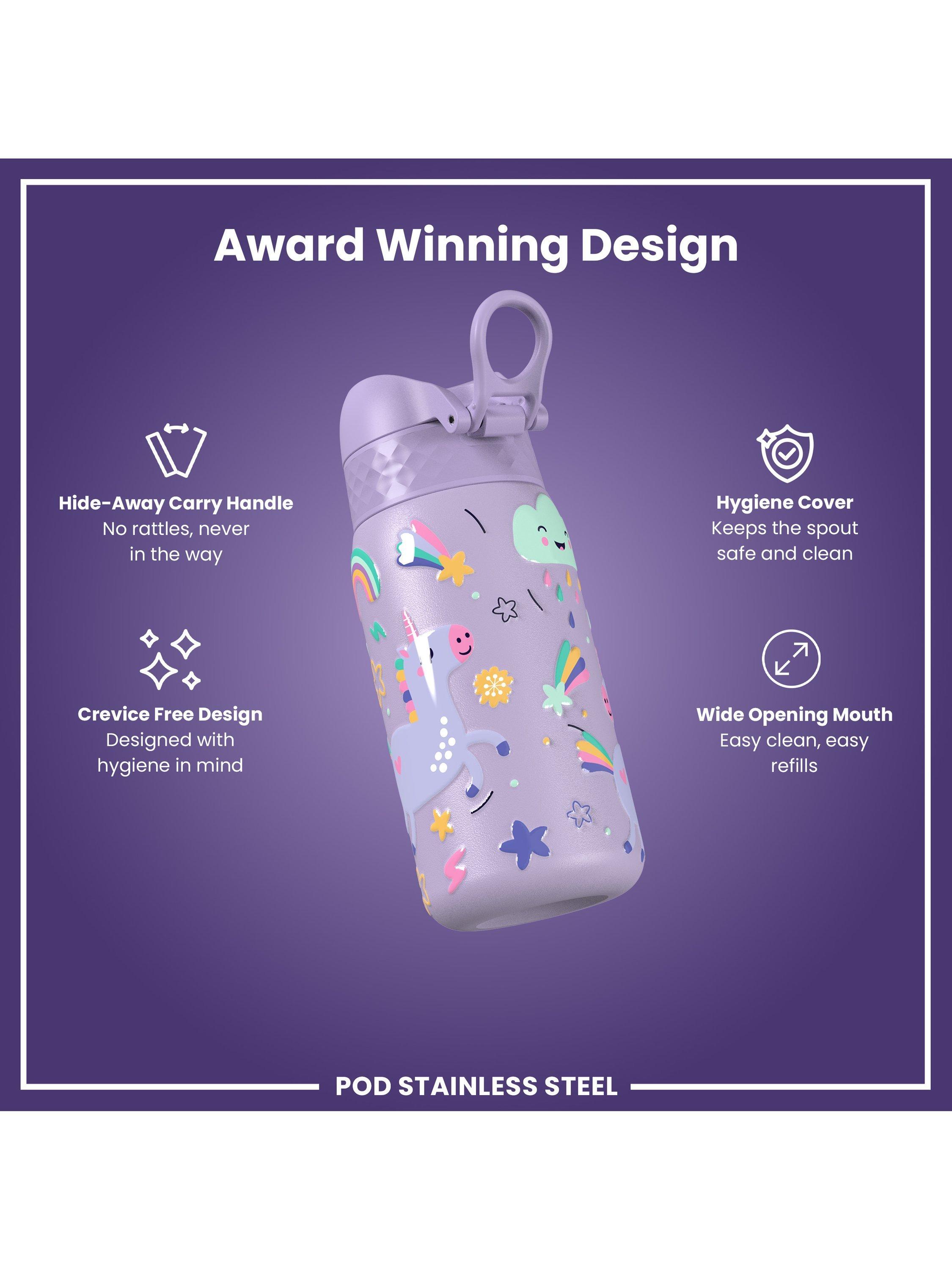 Ion8 kids stainless steel leak-proof drinks bottle Unicorn 400ml, UK version