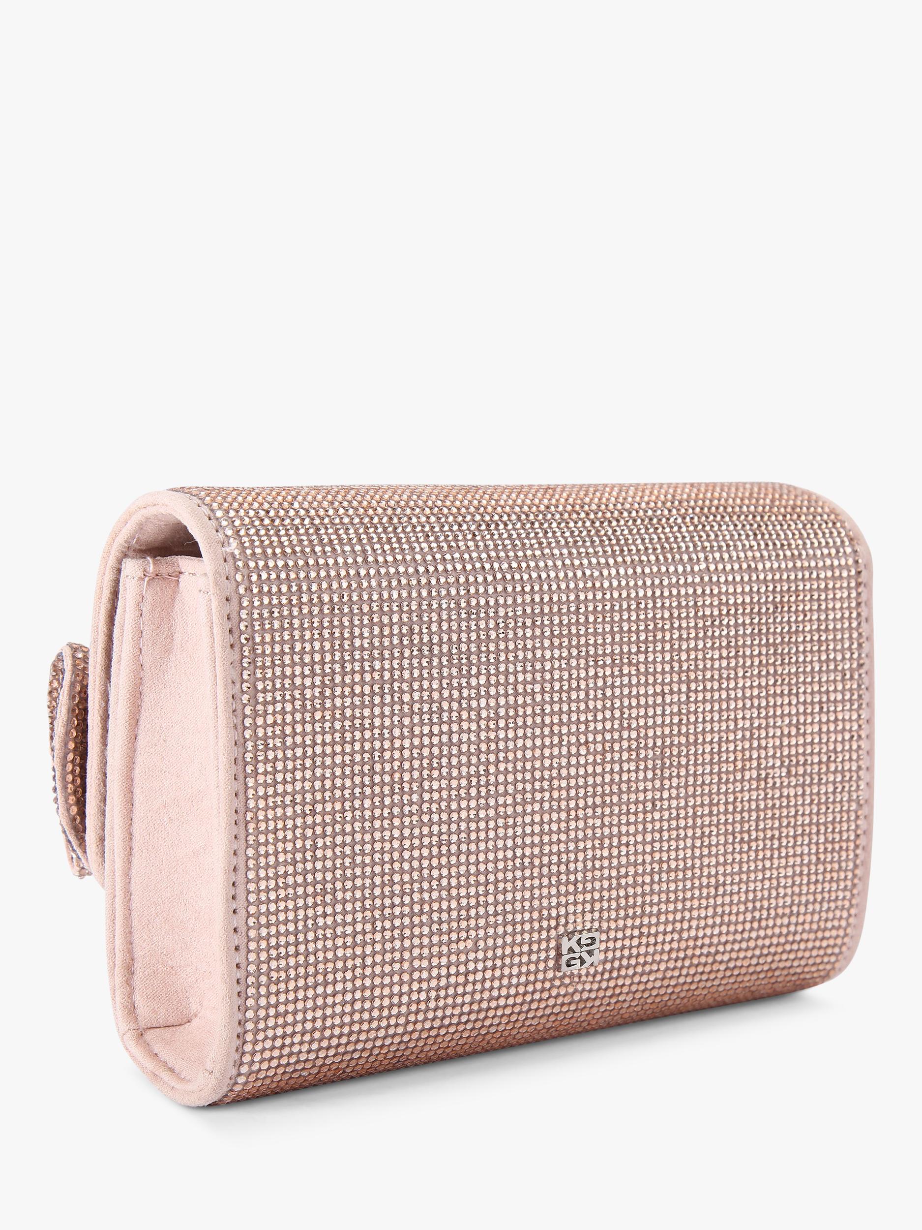 Miss KG Allegra embellished clutch bag pink blush, imported from the UK