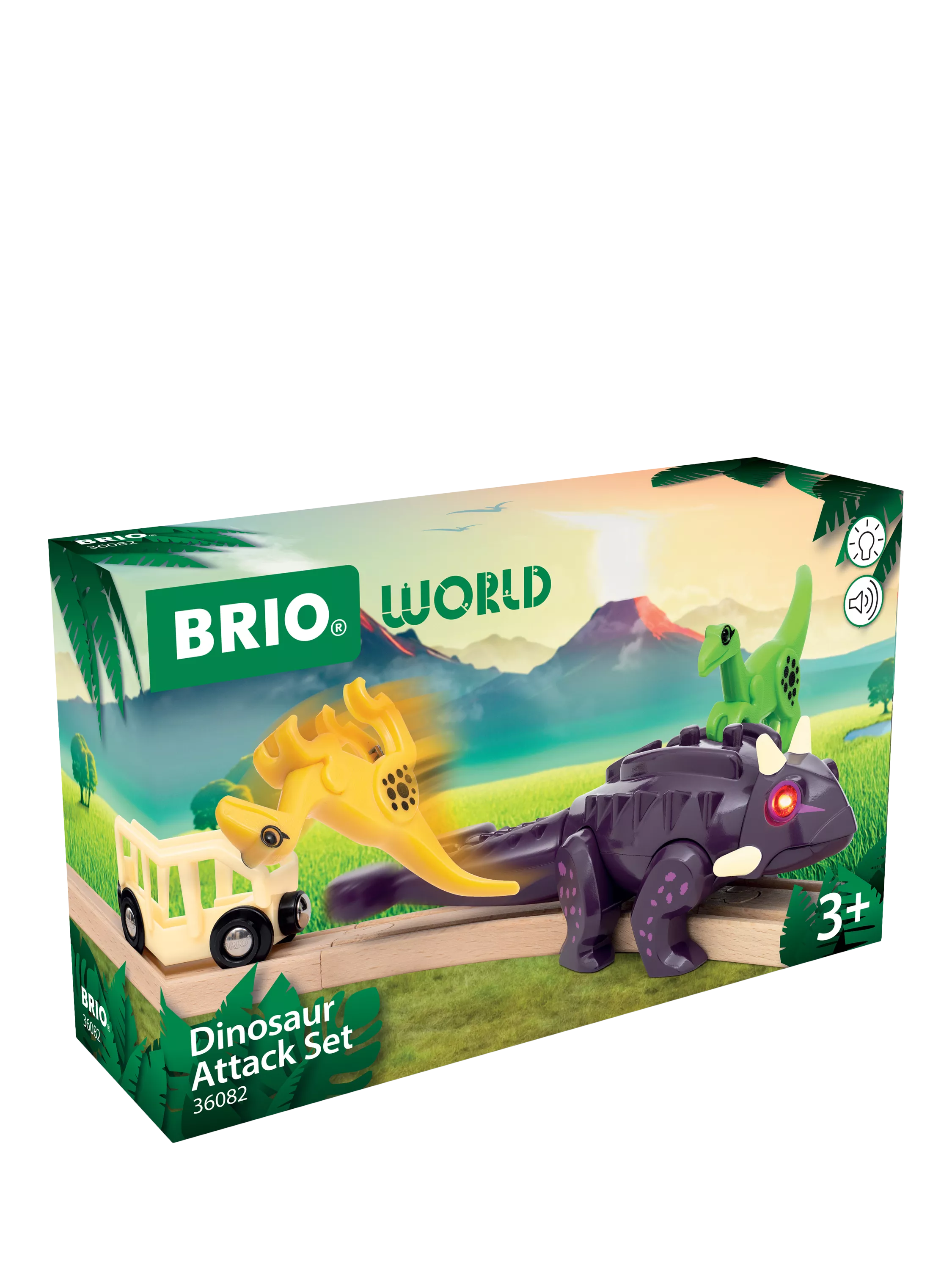 BRIO Dinosaur Attack Set with Ankylosaurus and Velociraptor figures, UK version
