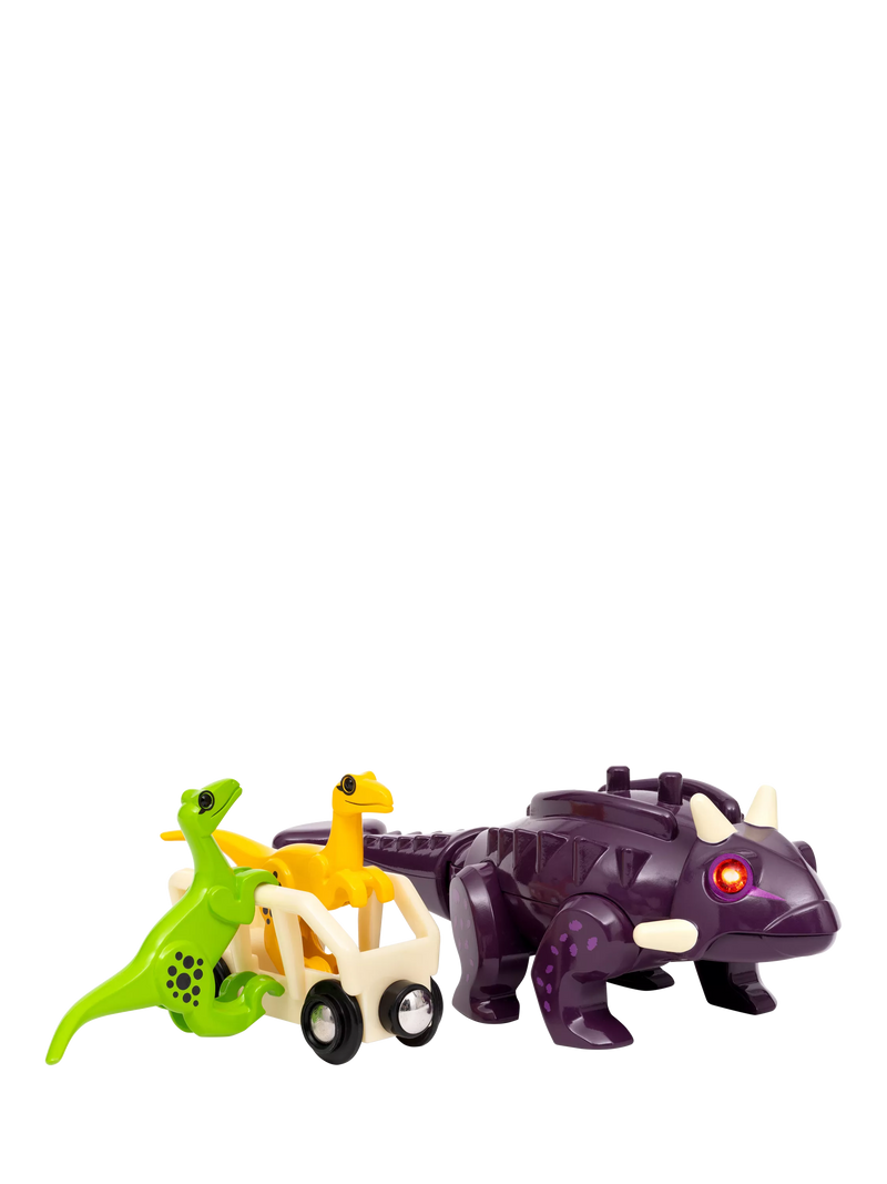 BRIO Dinosaur Attack Set with Ankylosaurus and Velociraptor figures, UK version