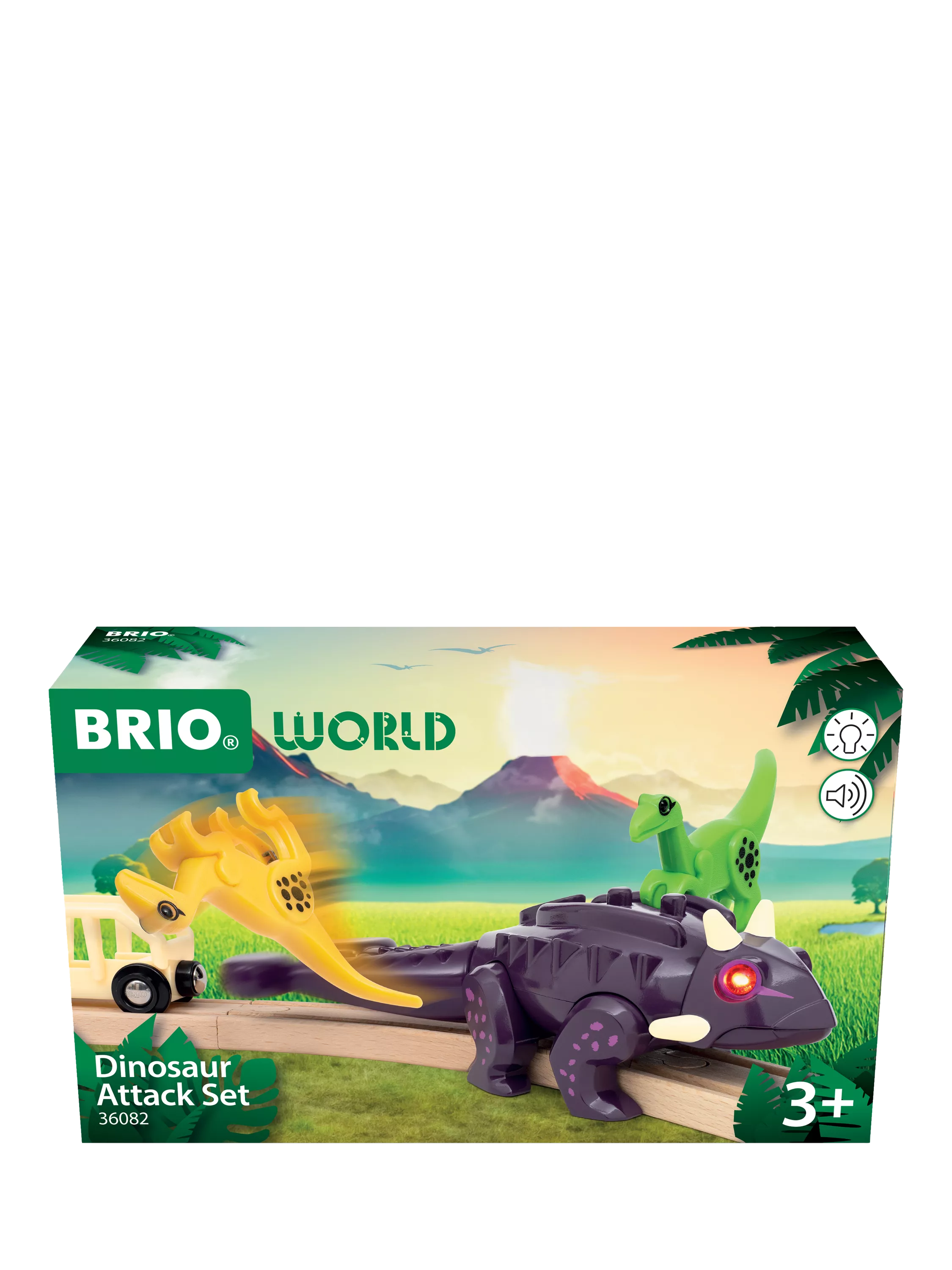 BRIO Dinosaur Attack Set with Ankylosaurus and Velociraptor figures, UK version