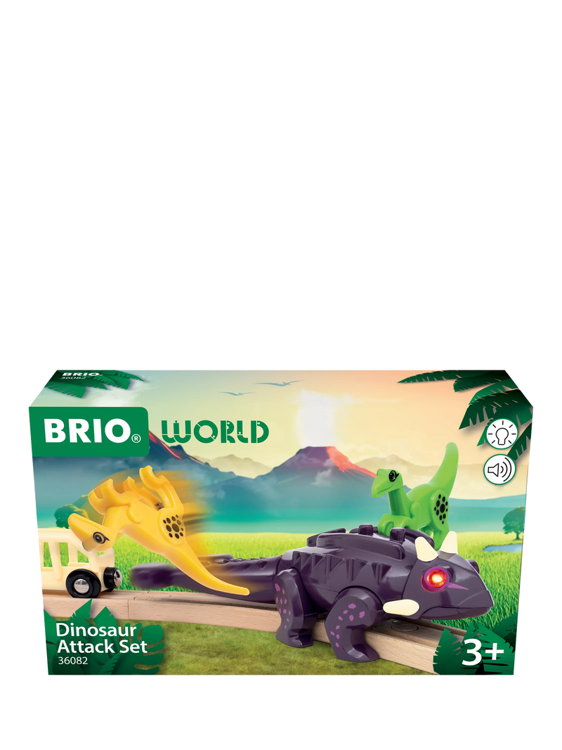BRIO Dinosaur Attack Set with Ankylosaurus and Velociraptor figures, UK version