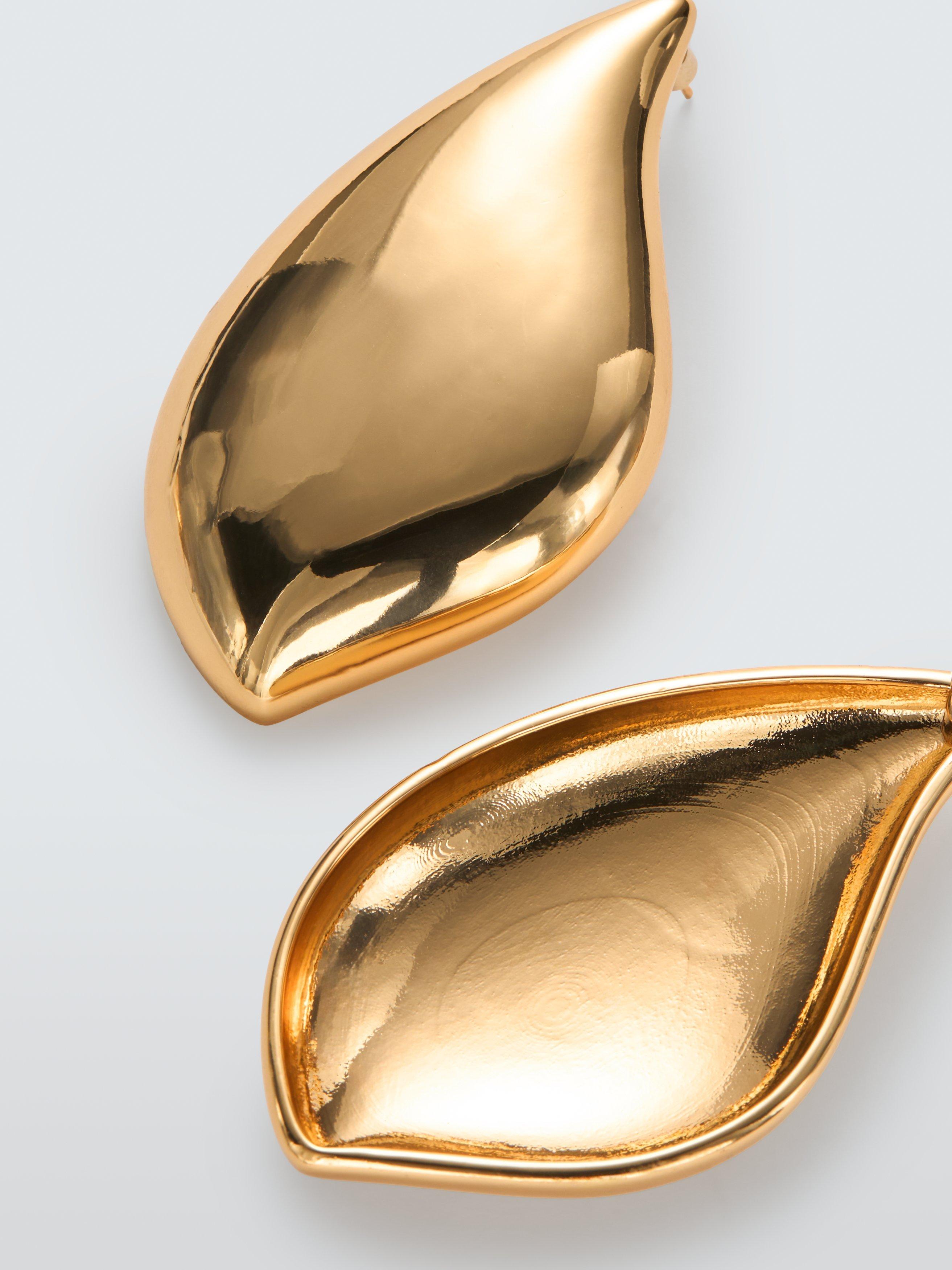 John Lewis gold toned brass abstract curved statement earrings, UK version