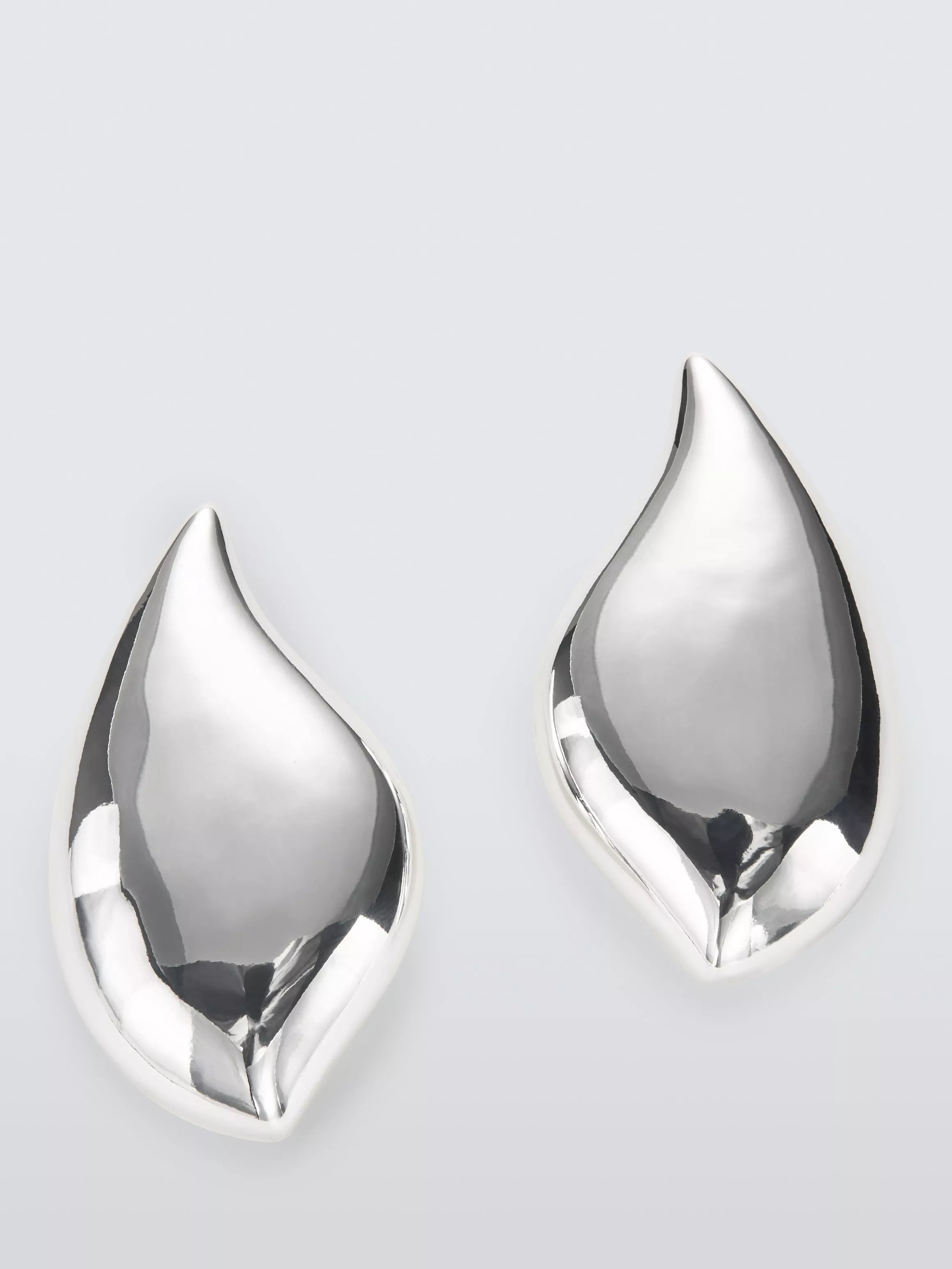 John Lewis Abstract Curved Statement Earrings, Silver