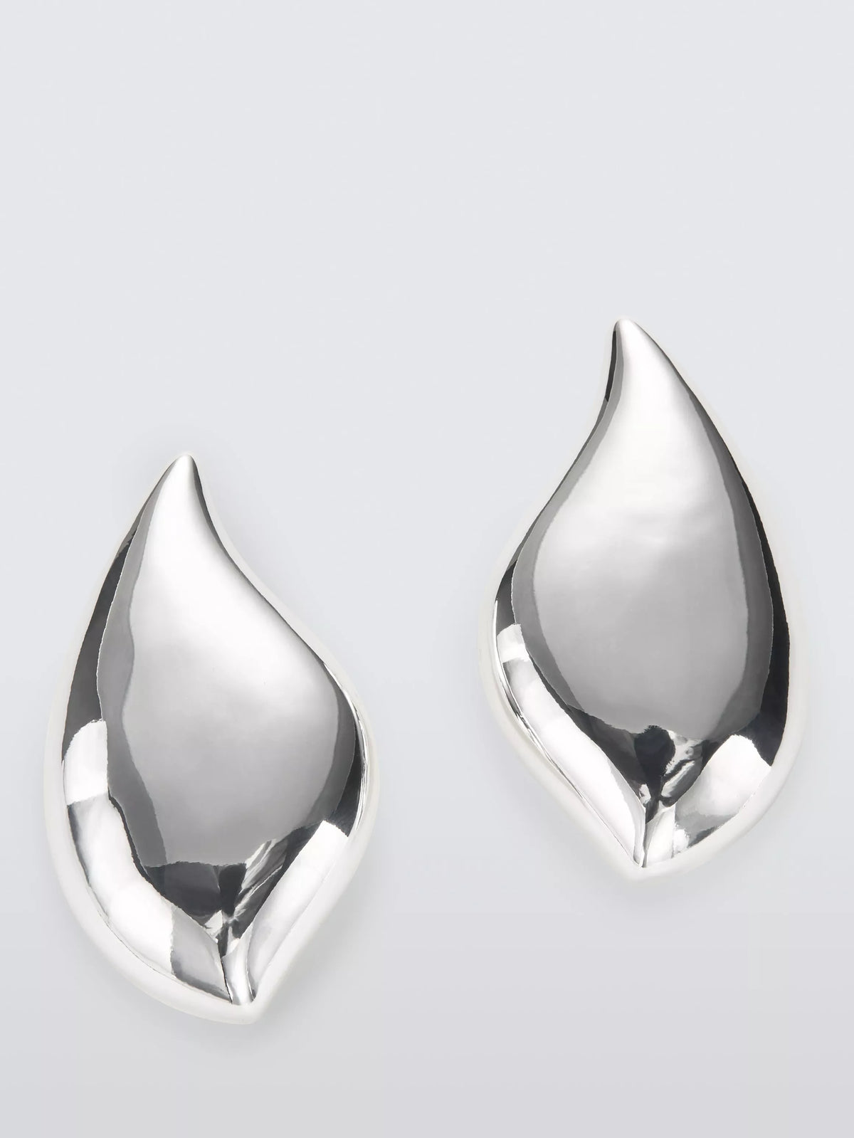 John Lewis Abstract Curved Statement Earrings, Silver