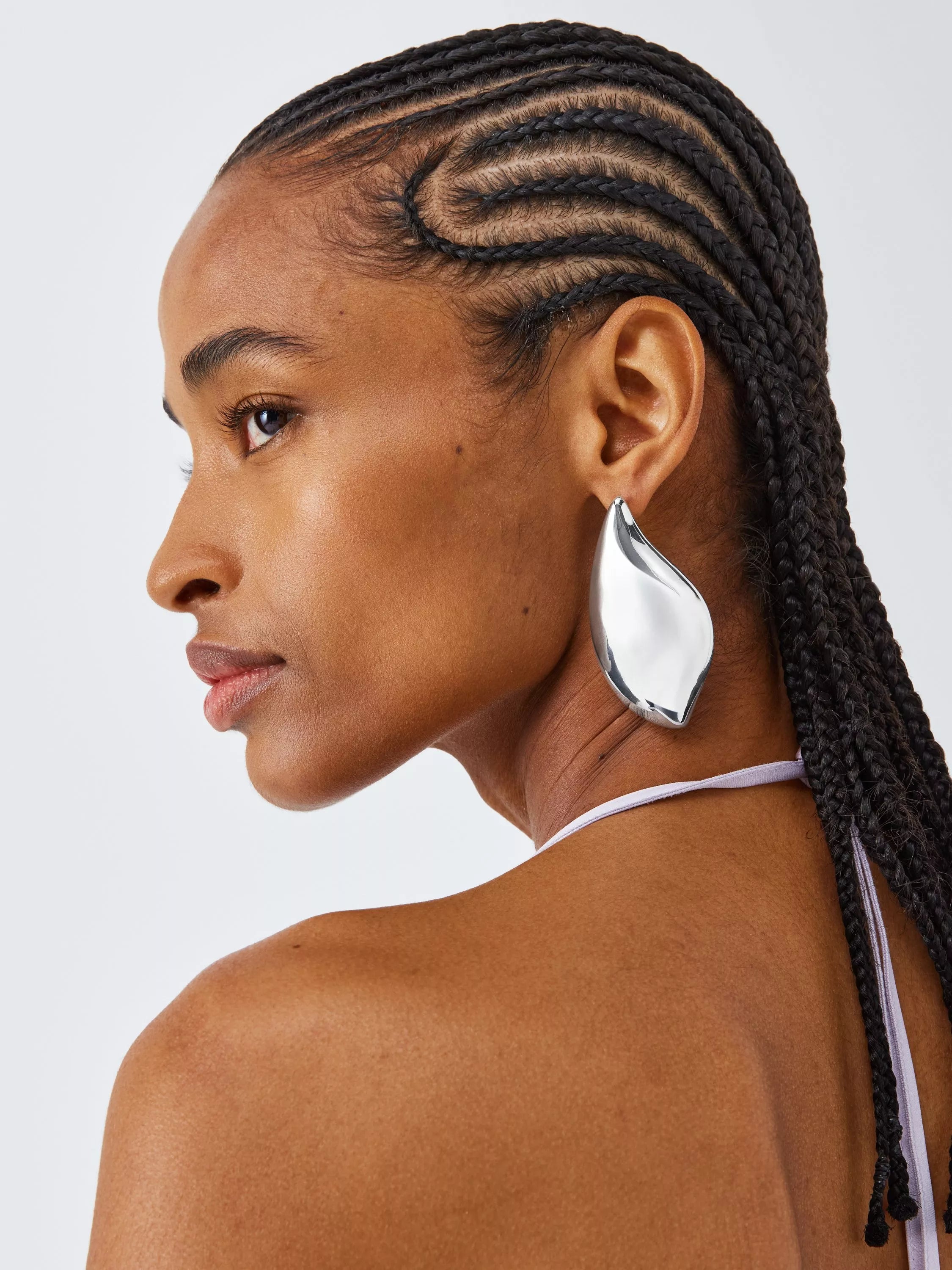 John Lewis gold toned brass abstract curved statement earrings, UK version
