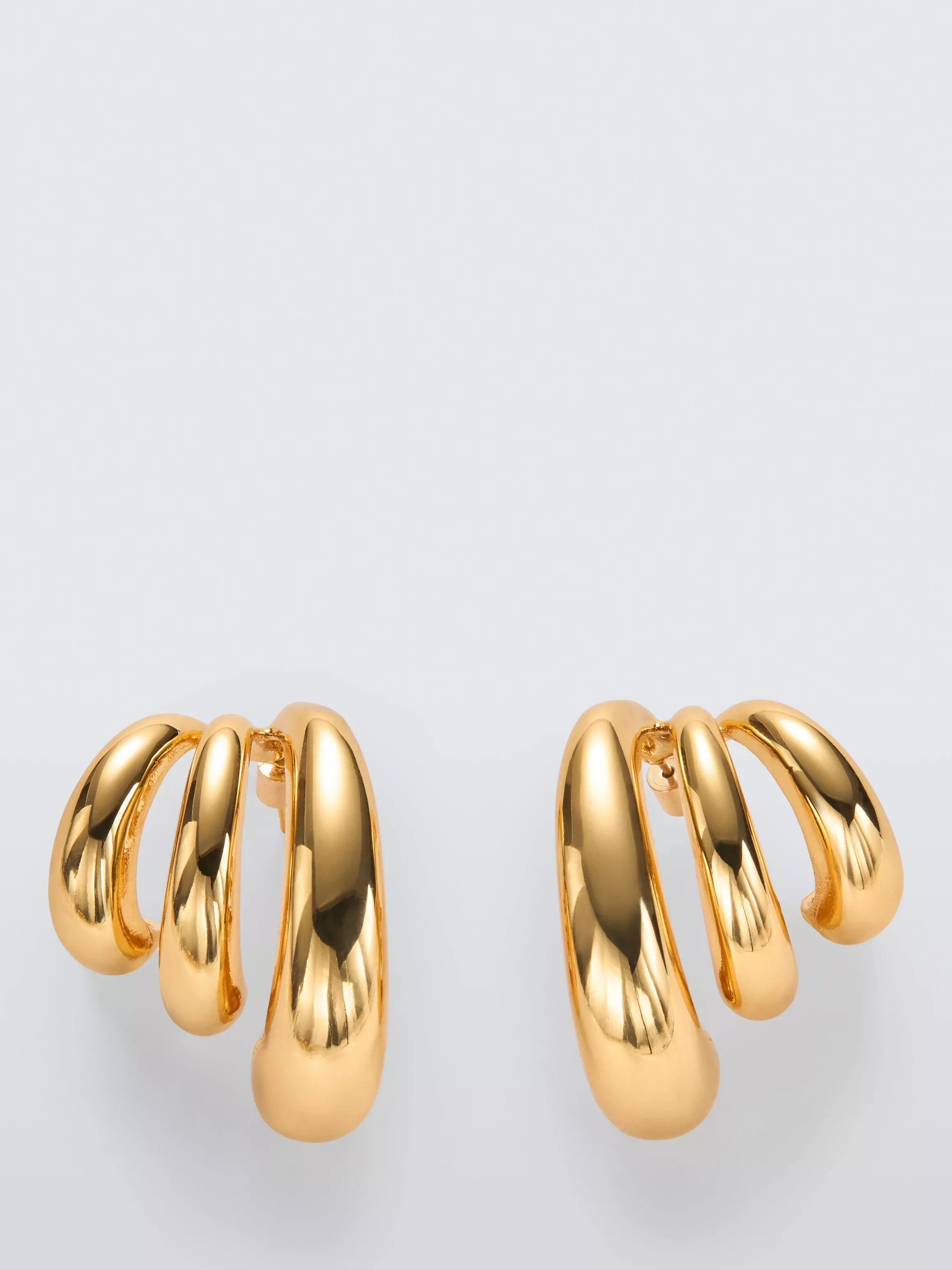 John Lewis polished triple hoop graduated earrings gold toned - British product