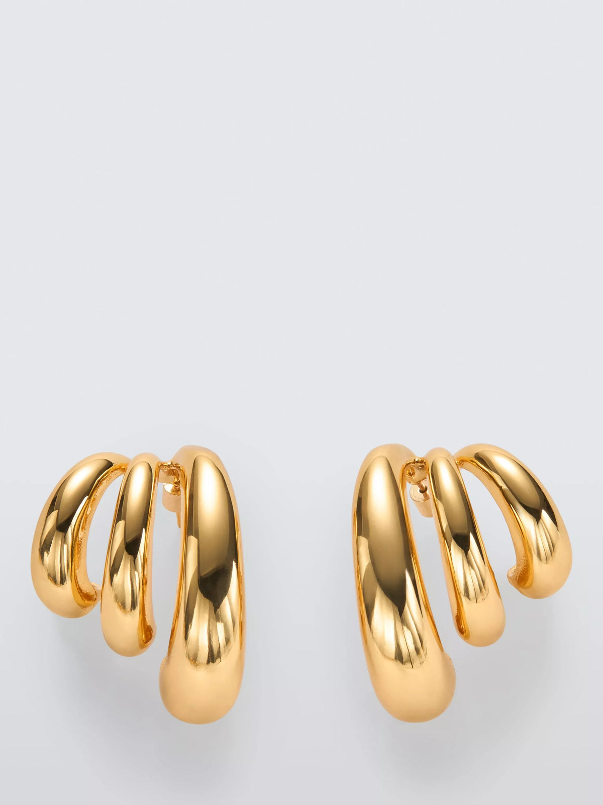 John Lewis polished triple hoop graduated earrings gold toned - British product
