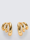 John Lewis polished triple hoop graduated earrings gold toned - British product