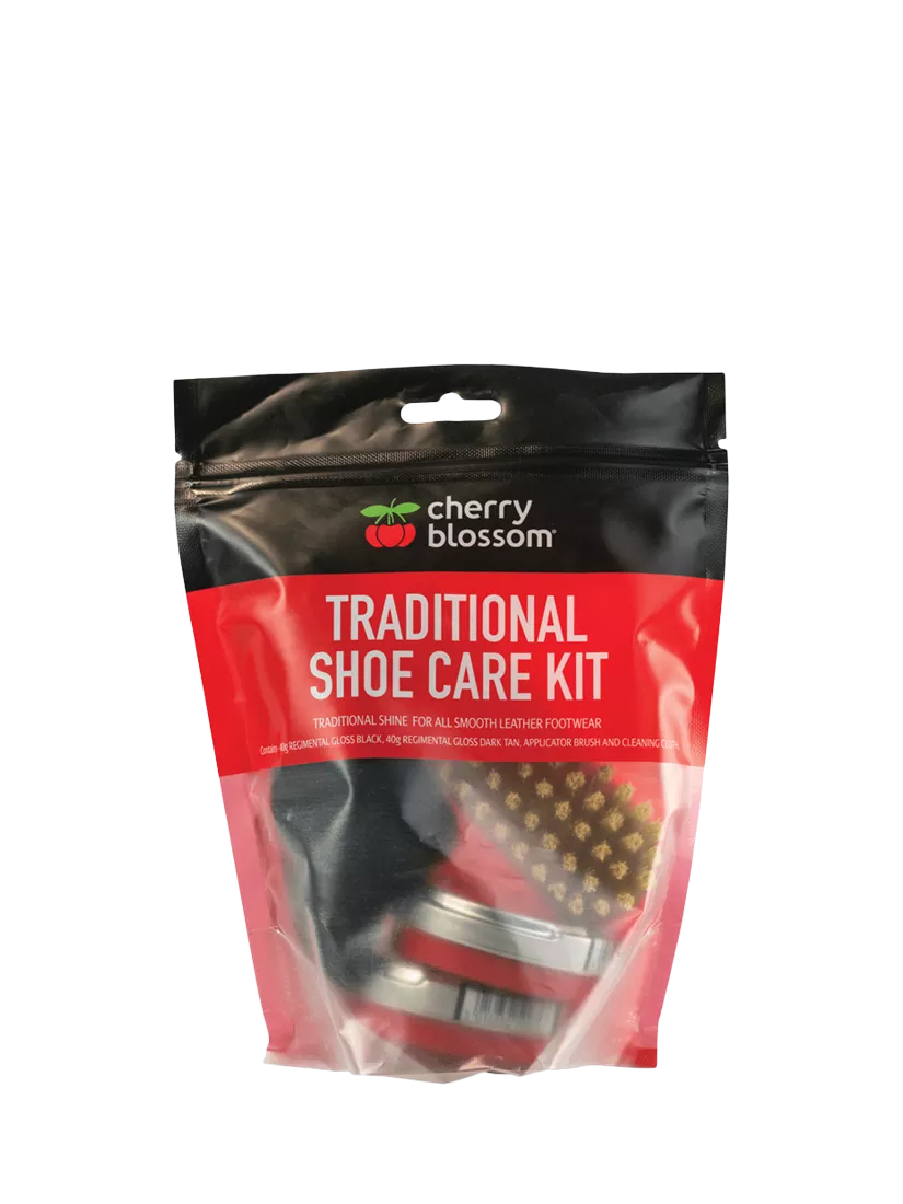 Cherry Blossom shoe care kit black and dark tan polish - British product