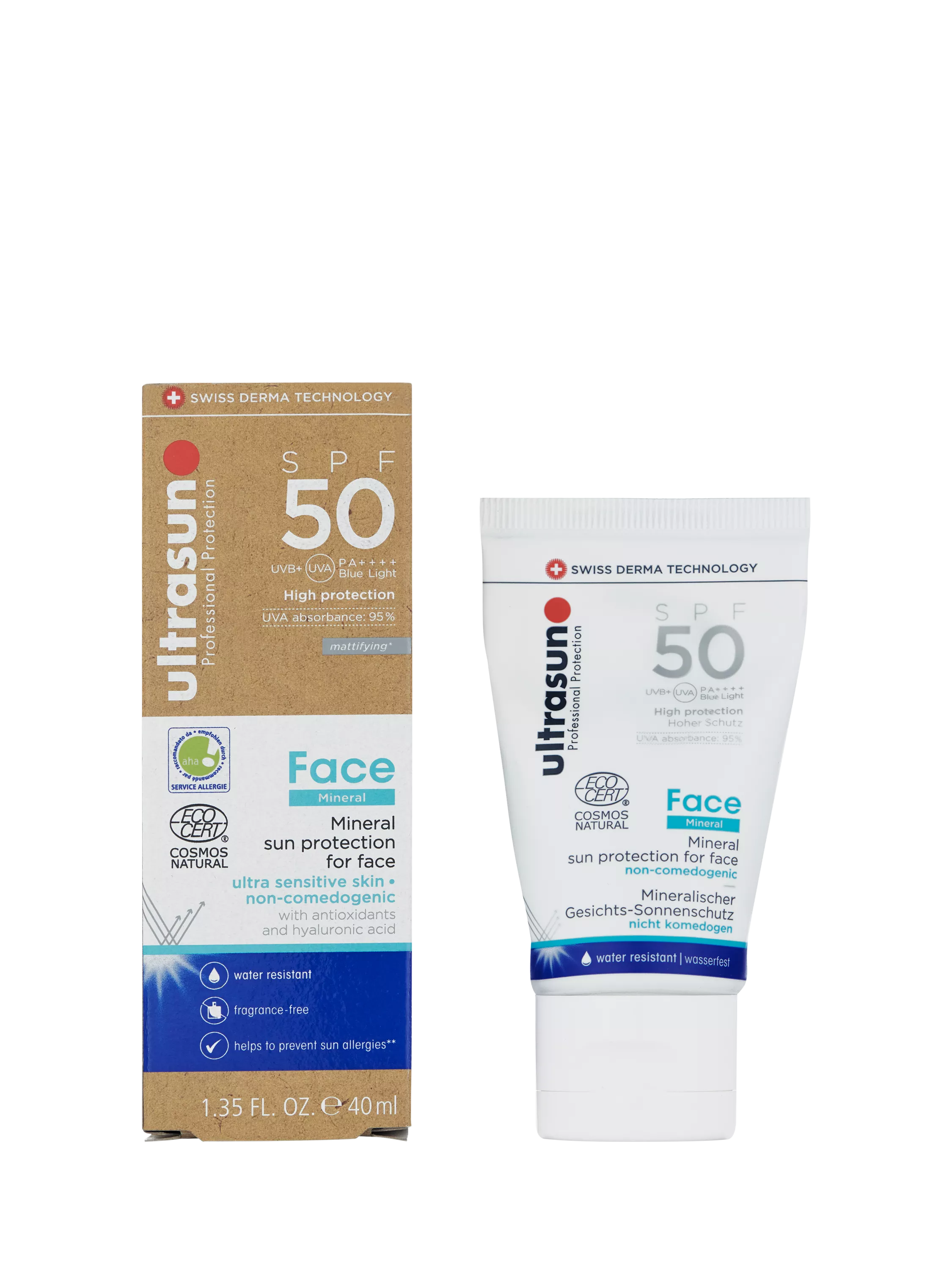 Ultrasun mineral face SPF 50 sun cream 40ml (British brand)
