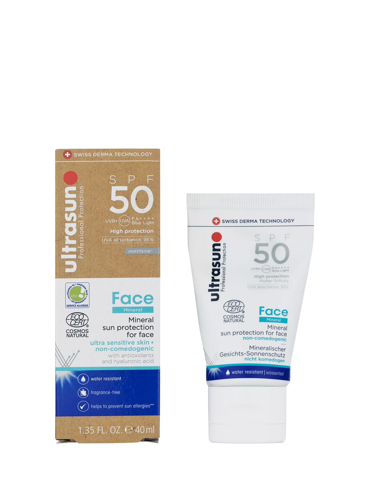 Ultrasun mineral face SPF 50 sun cream 40ml (British brand)