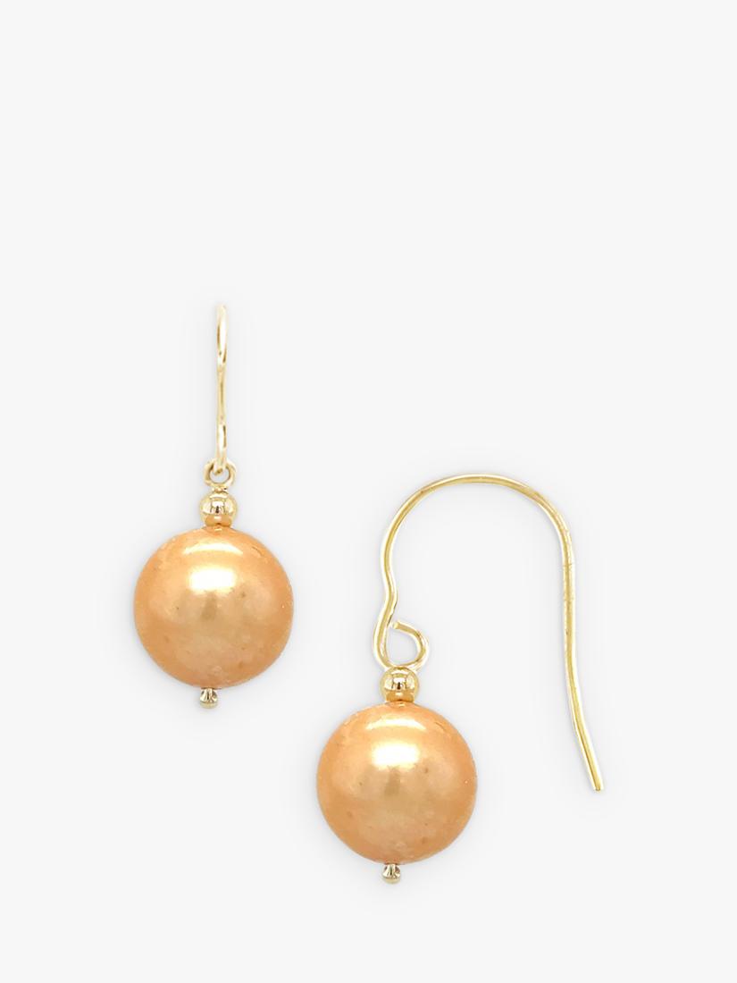 E.W Adams 9ct yellow gold freshwater pearl hook earrings (British brand)