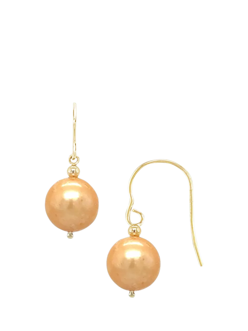 E.W Adams 9ct Yellow Gold Freshwater Pearl Hook Earrings 22mm Drop