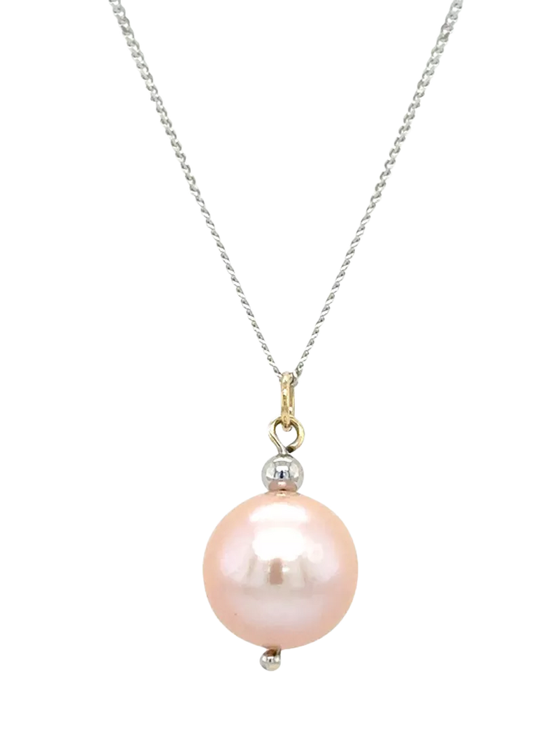 E.W Adams 9ct white gold pearl pendant necklace, imported from the UK