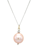 E.W Adams 9ct white gold pearl pendant necklace, imported from the UK