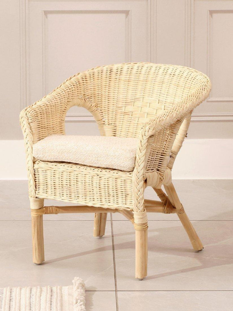 Desser kids' rattan loom chair with cushion, imported from the UK