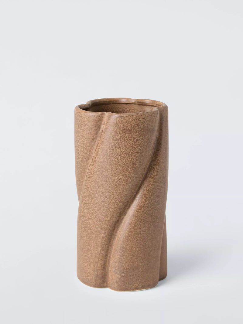 John Lewis twist ceramic vase H25cm brown, imported from the UK