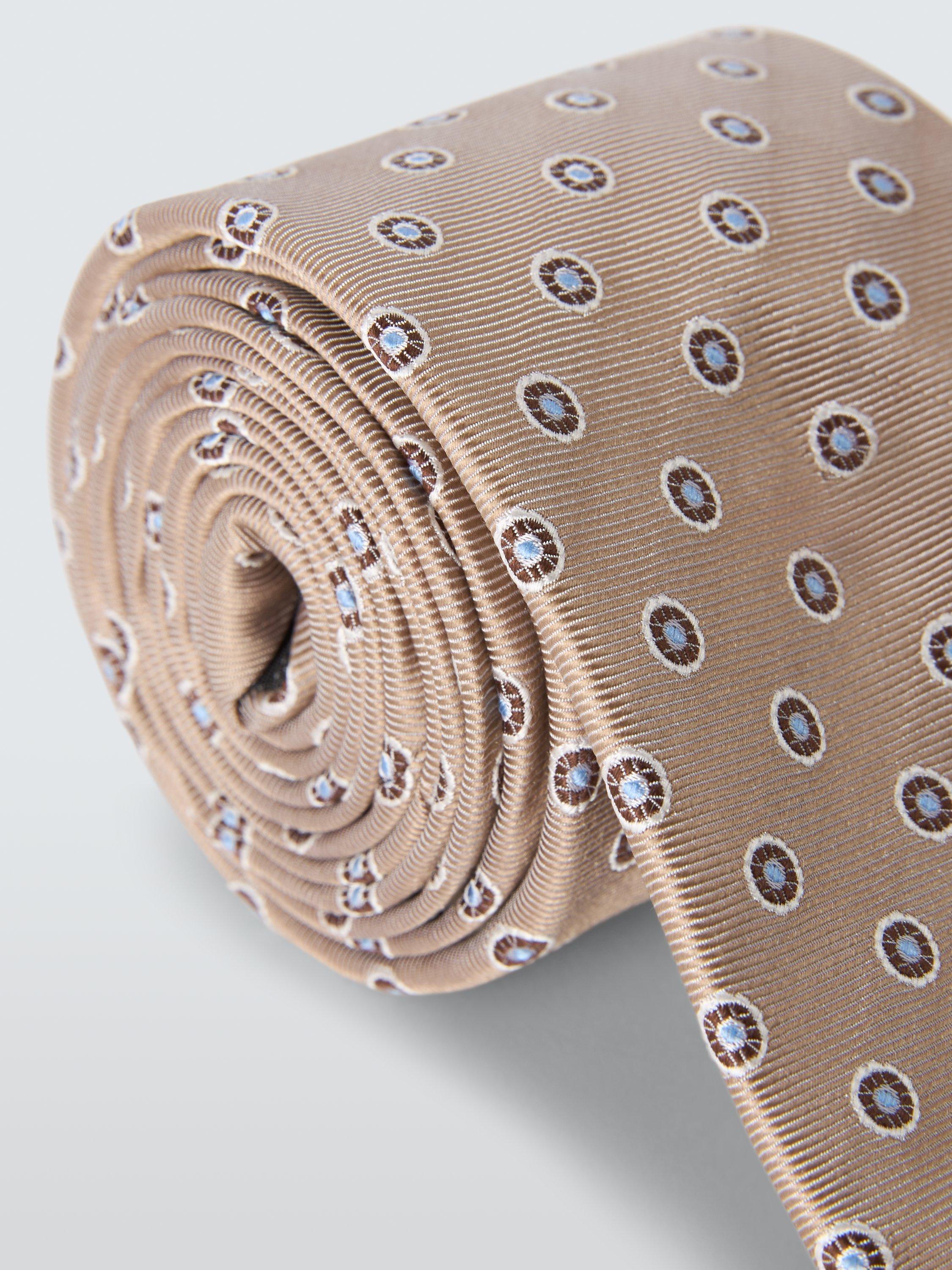 John Lewis silk small circle tie champagne 148cm (British brand)