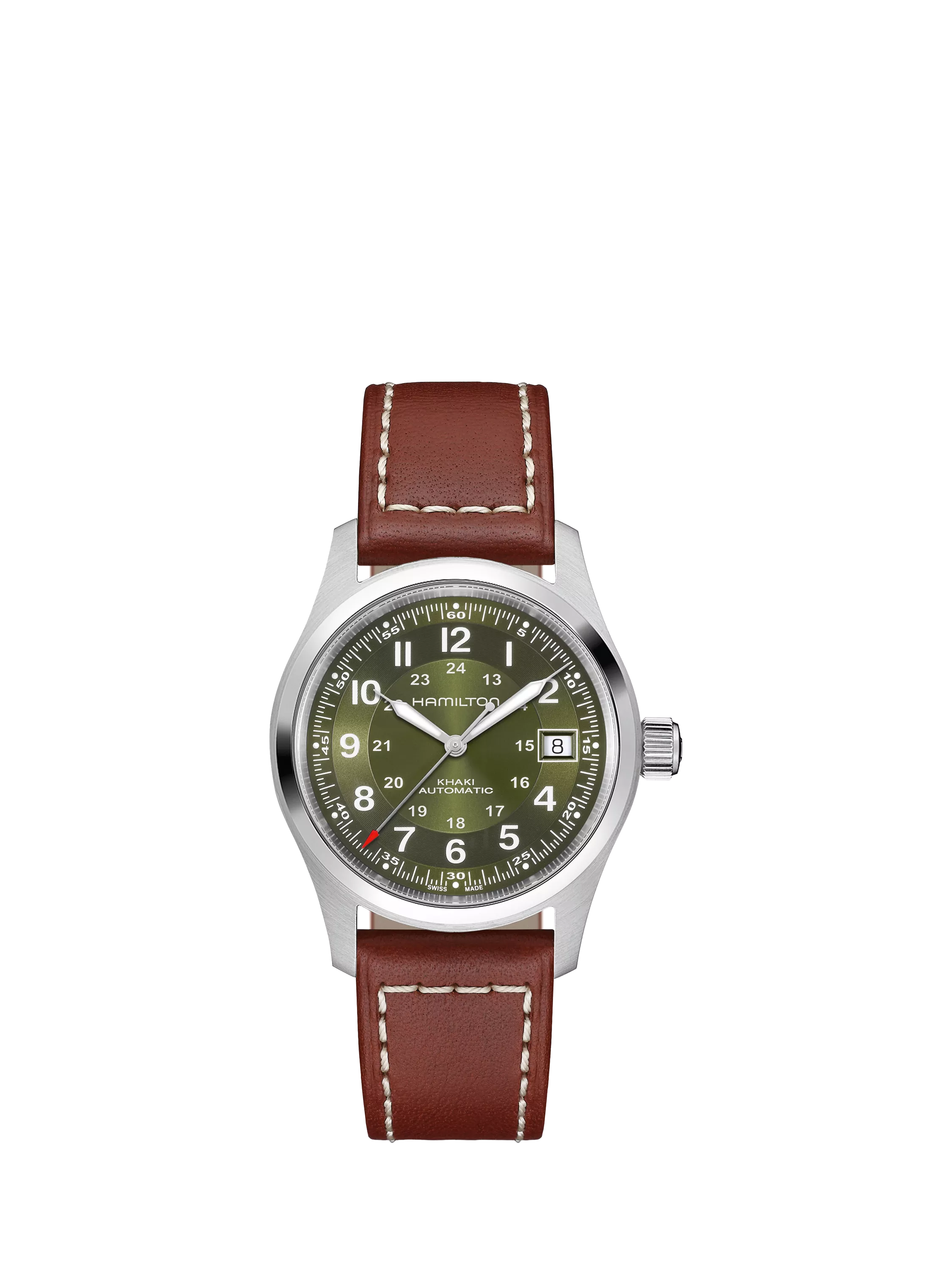 Hamilton field automatic watch green dial leather strap (British brand)